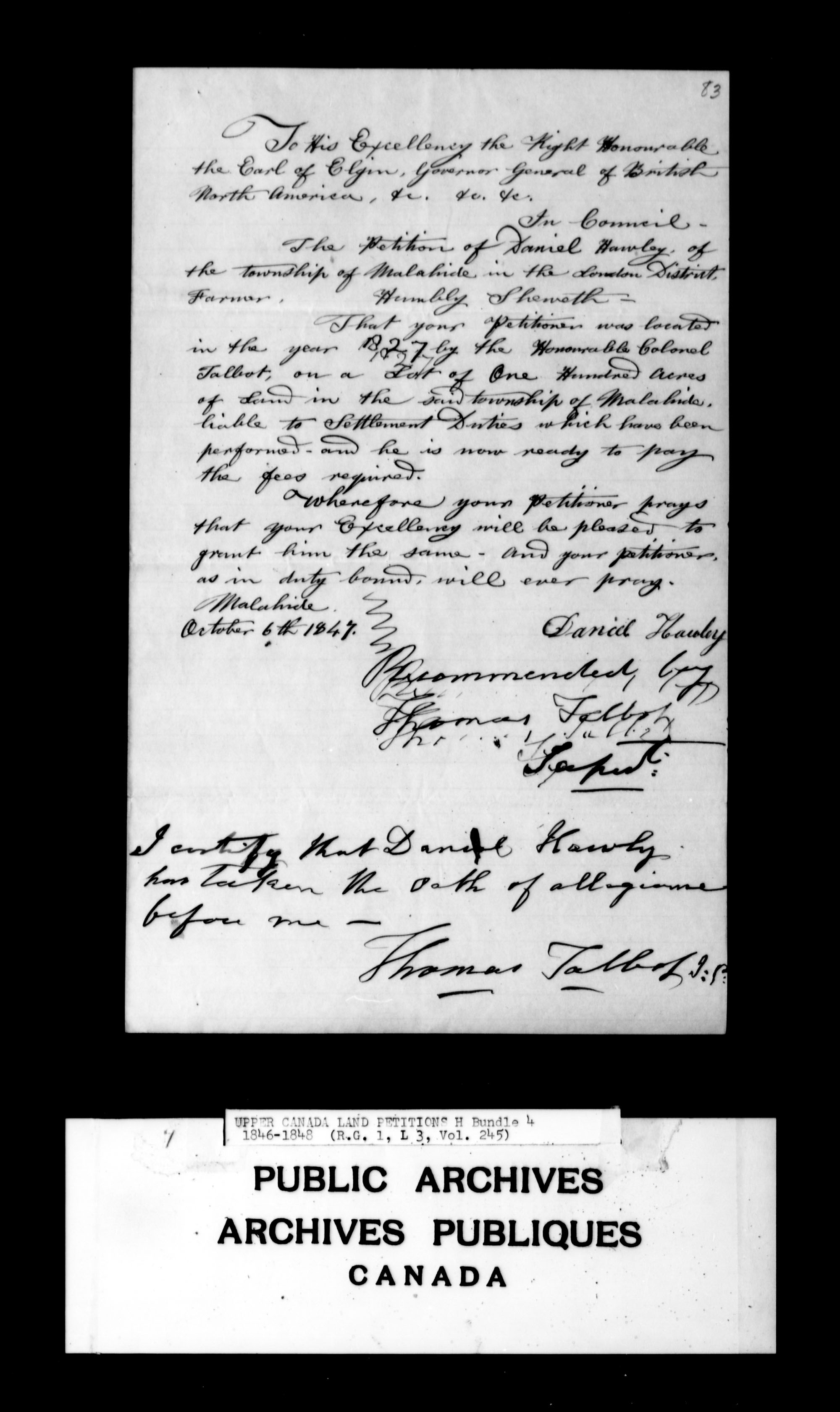 Title: Upper Canada Land Petitions (1763-1865) - Mikan Number: 205131 - Microform: c-2100