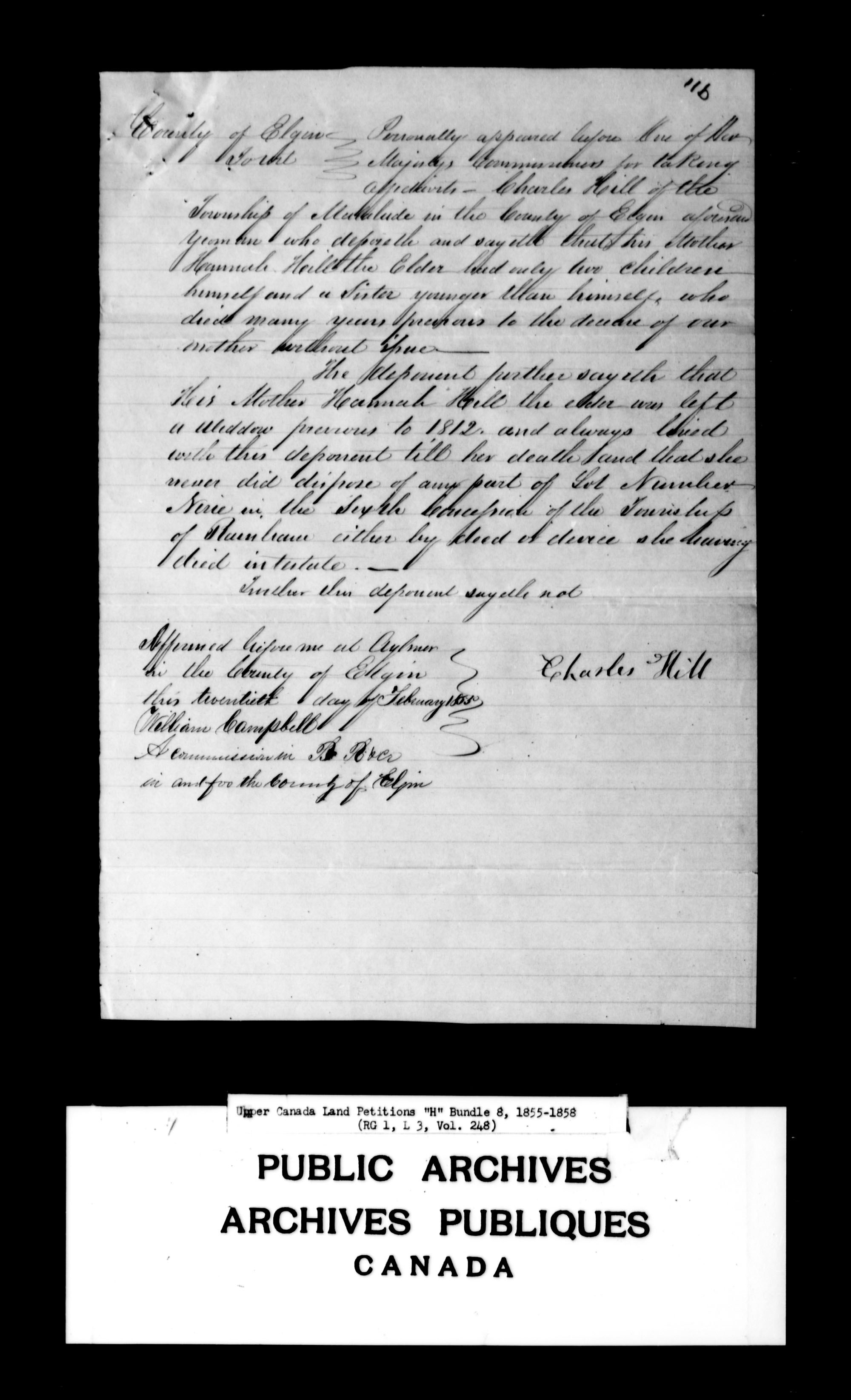 Title: Upper Canada Land Petitions (1763-1865) - Mikan Number: 205131 - Microform: c-2102