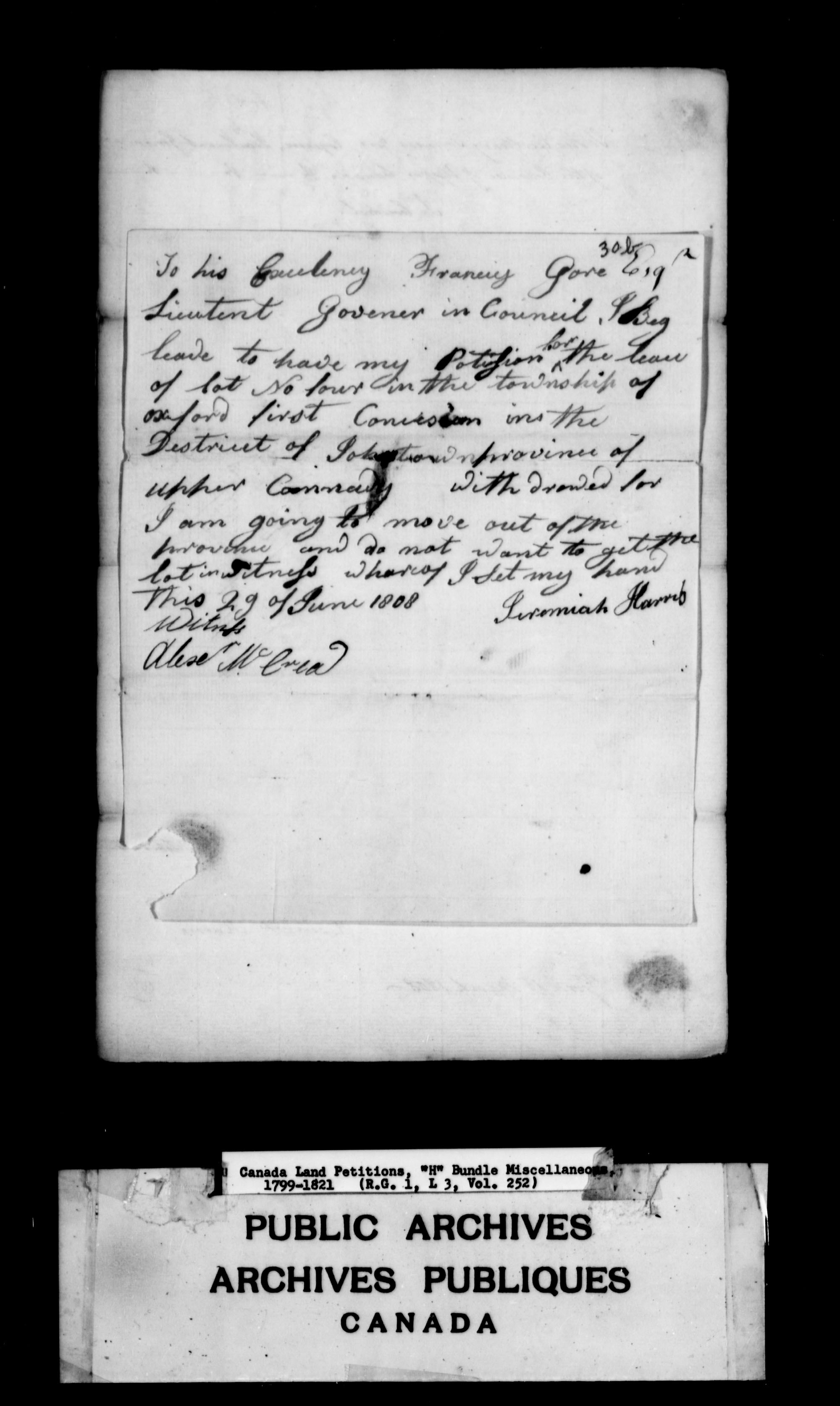 Title: Upper Canada Land Petitions (1763-1865) - Mikan Number: 205131 - Microform: c-2107