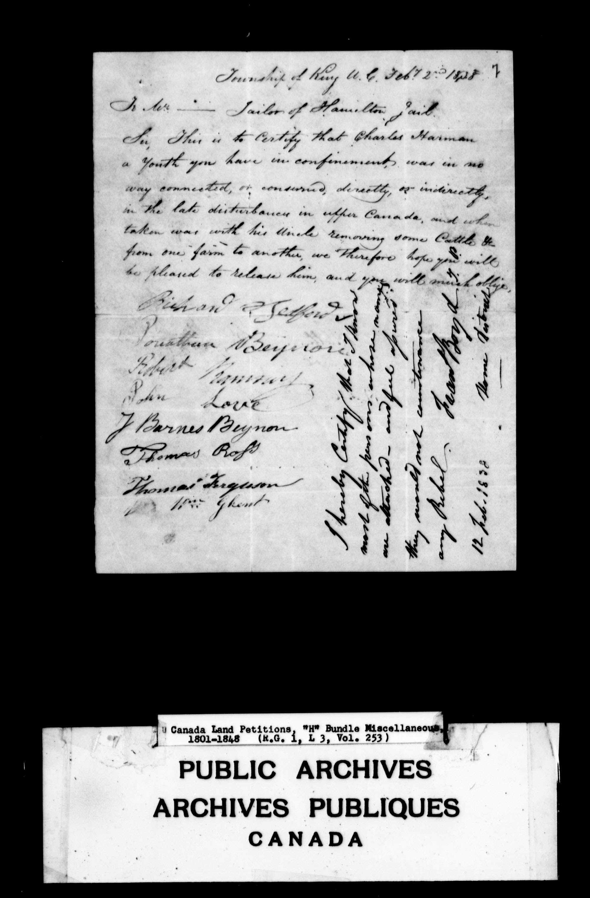 Title: Upper Canada Land Petitions (1763-1865) - Mikan Number: 205131 - Microform: c-2108