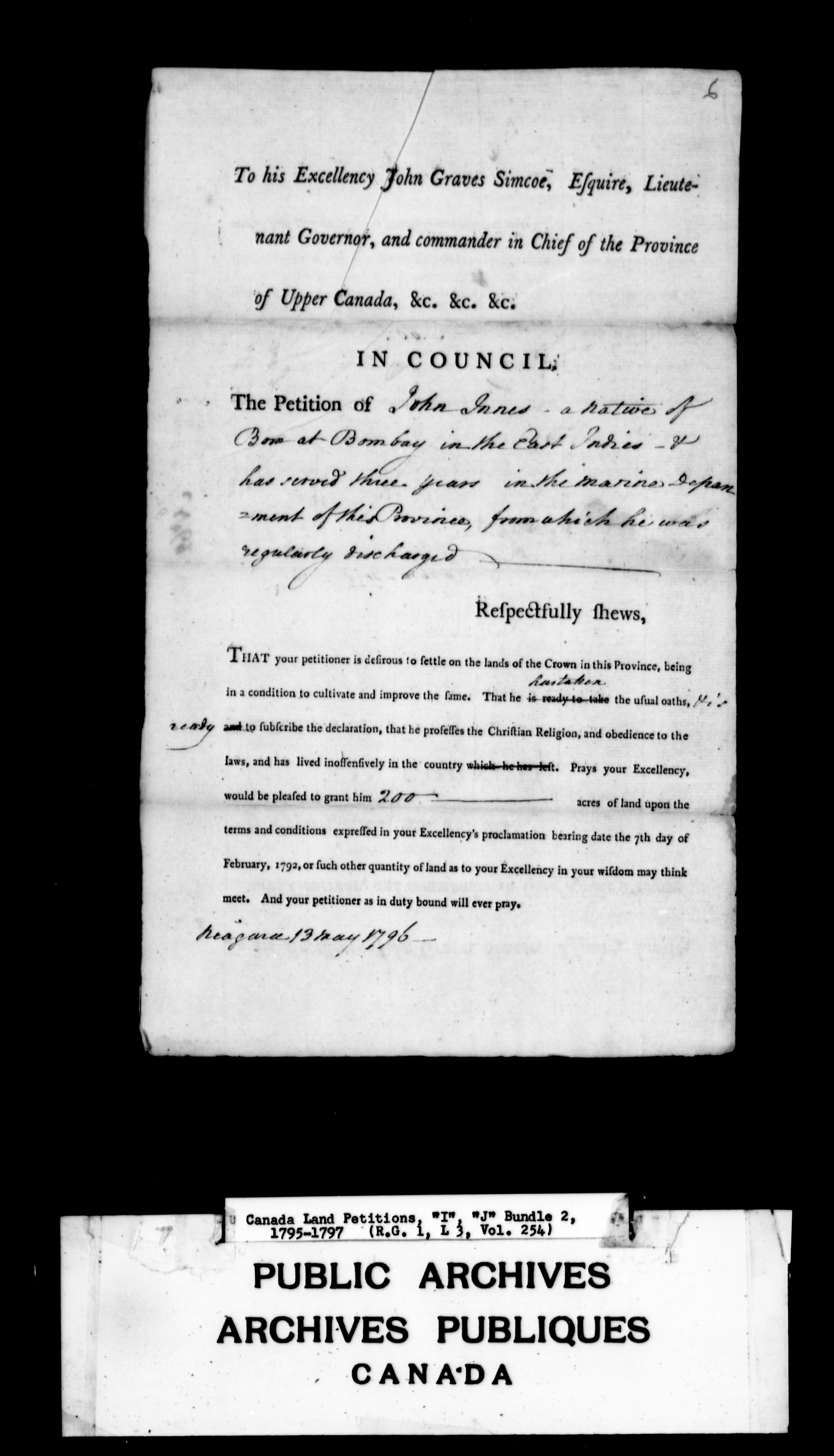 Title: Upper Canada Land Petitions (1763-1865) - Mikan Number: 205131 - Microform: c-2108