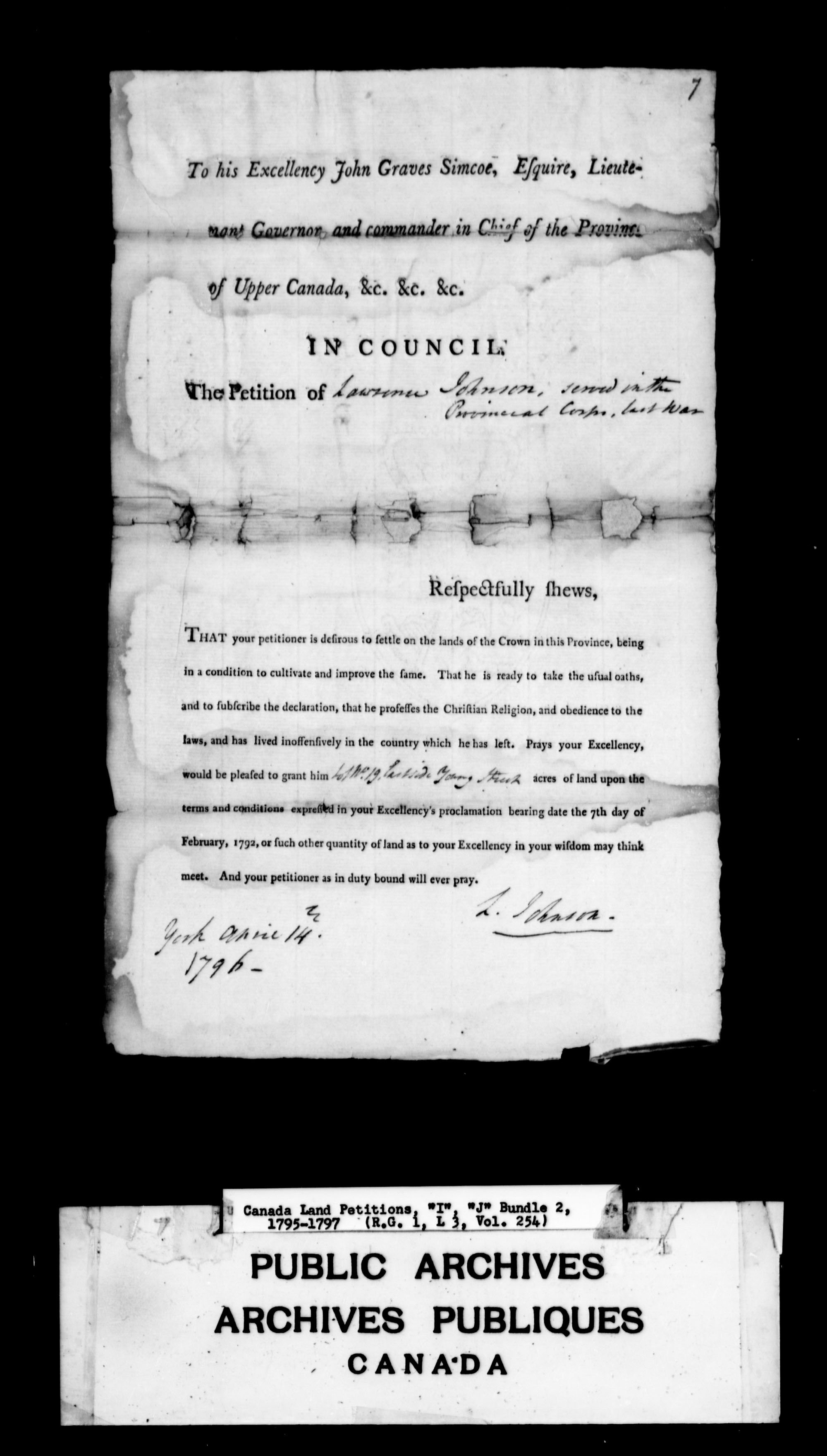 Title: Upper Canada Land Petitions (1763-1865) - Mikan Number: 205131 - Microform: c-2108