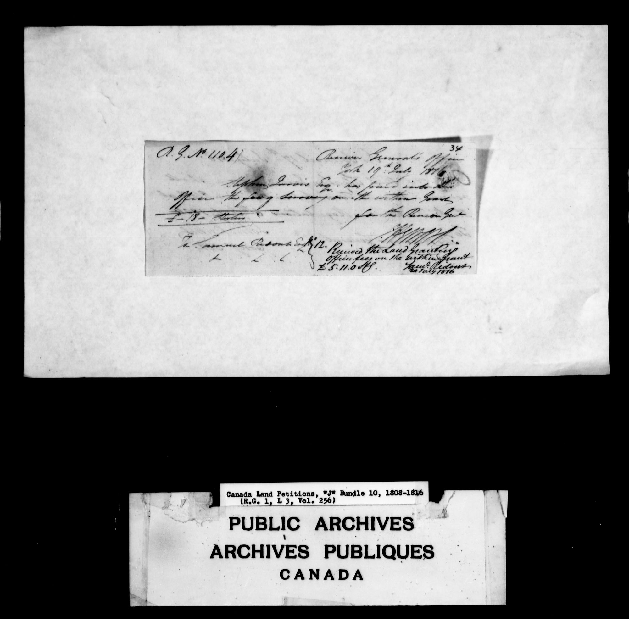 Title: Upper Canada Land Petitions (1763-1865) - Mikan Number: 205131 - Microform: c-2109