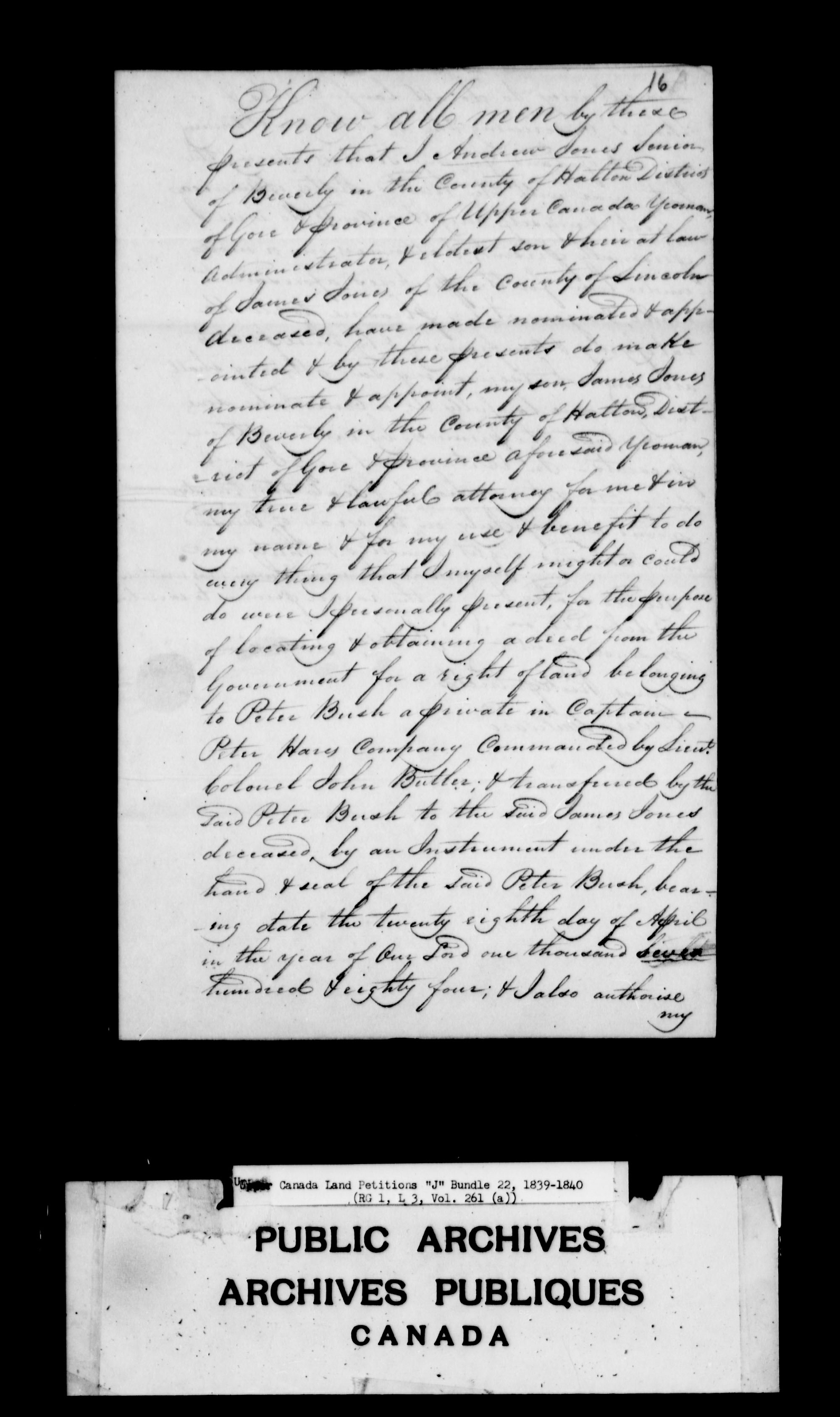 Title: Upper Canada Land Petitions (1763-1865) - Mikan Number: 205131 - Microform: c-2112