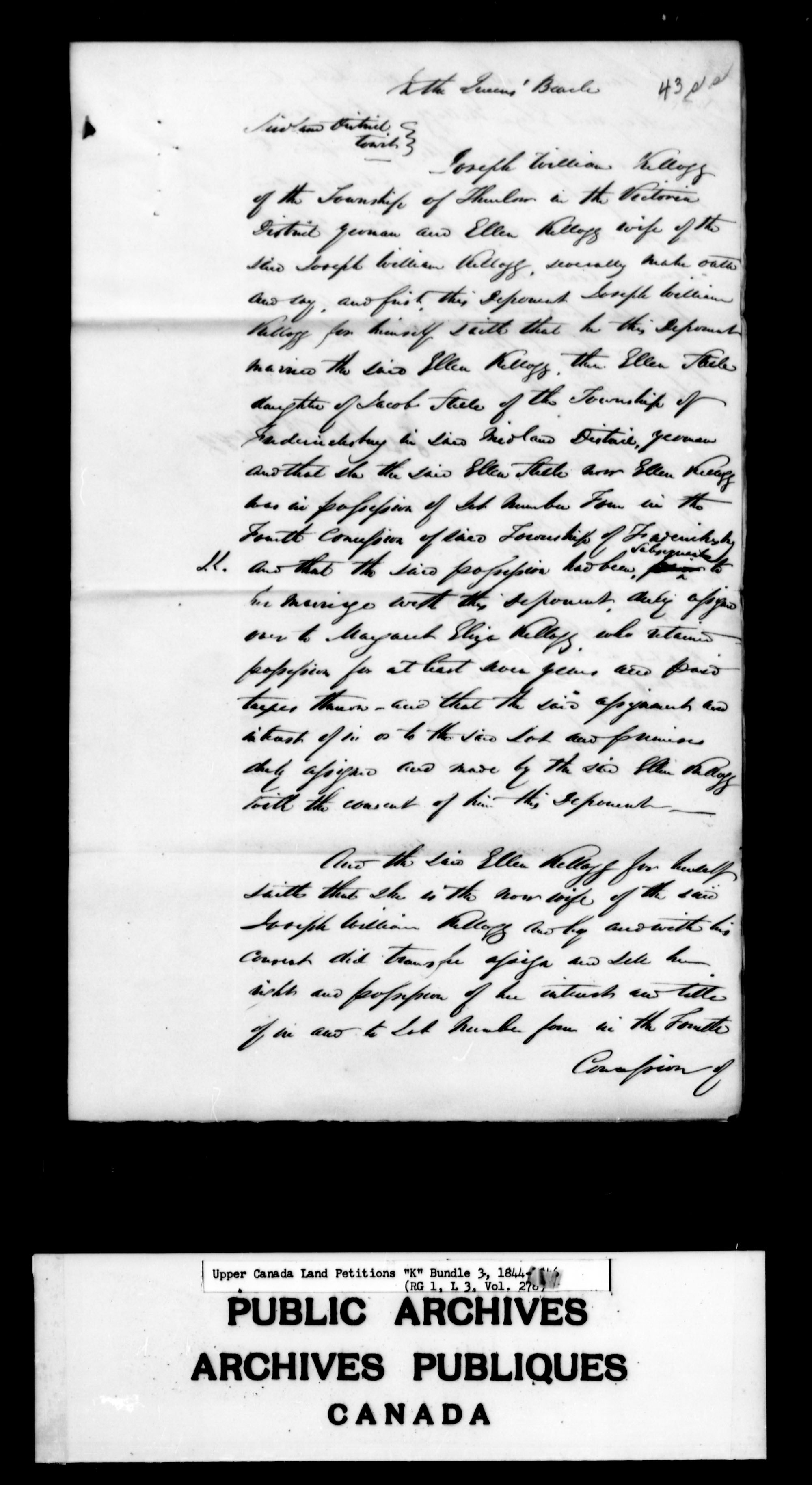 Title: Upper Canada Land Petitions (1763-1865) - Mikan Number: 205131 - Microform: c-2121