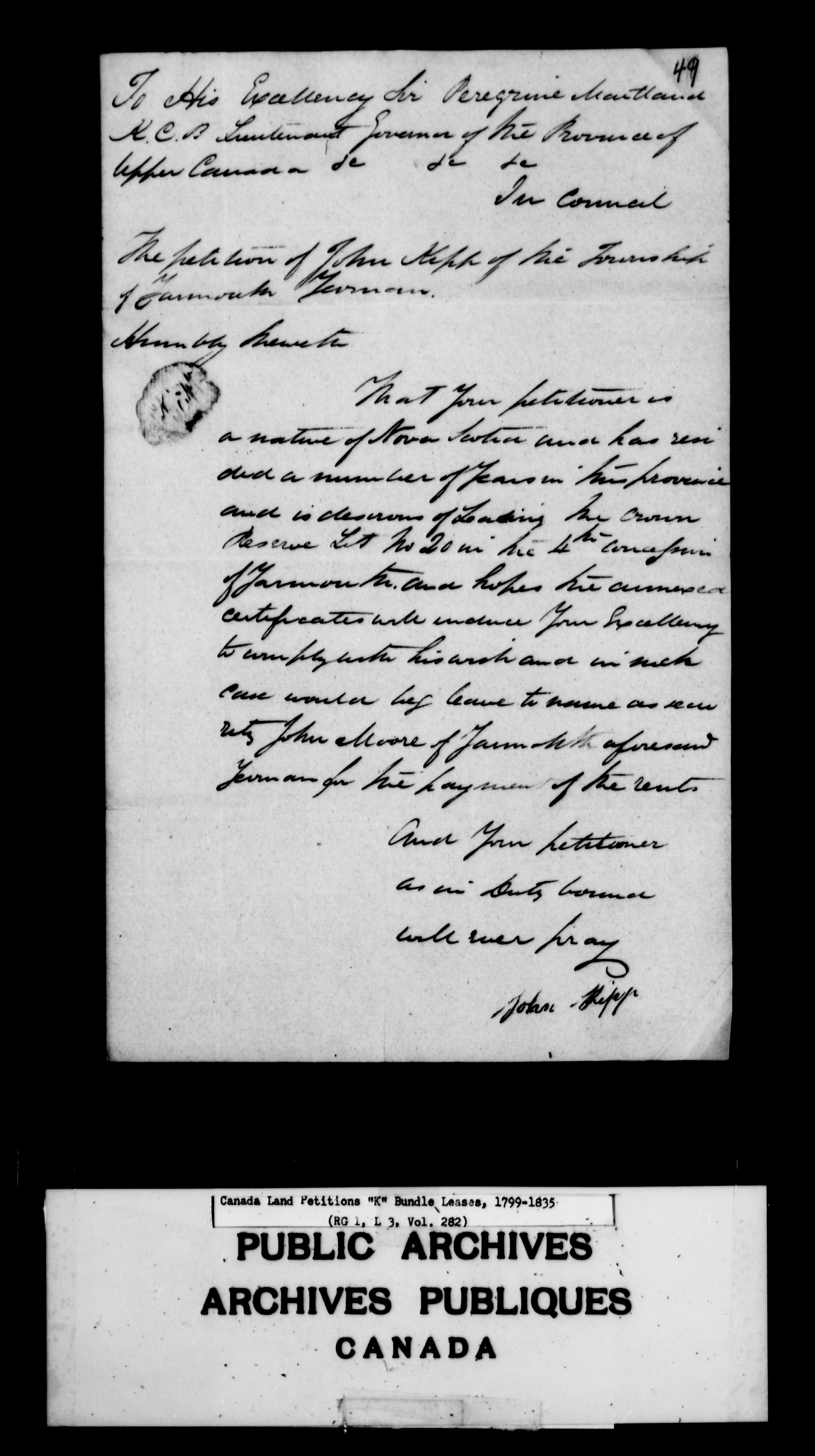 Title: Upper Canada Land Petitions (1763-1865) - Mikan Number: 205131 - Microform: c-2124