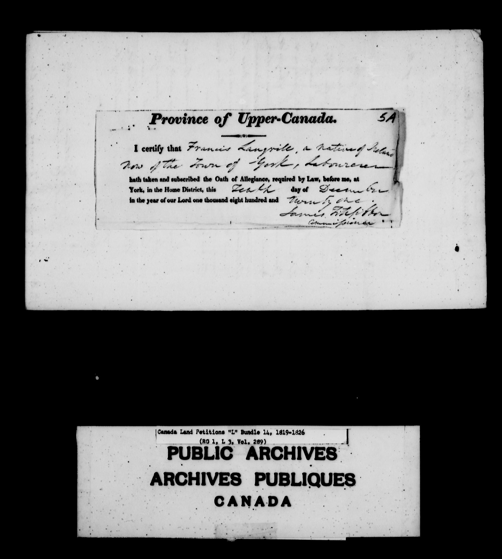 Title: Upper Canada Land Petitions (1763-1865) - Mikan Number: 205131 - Microform: c-2127