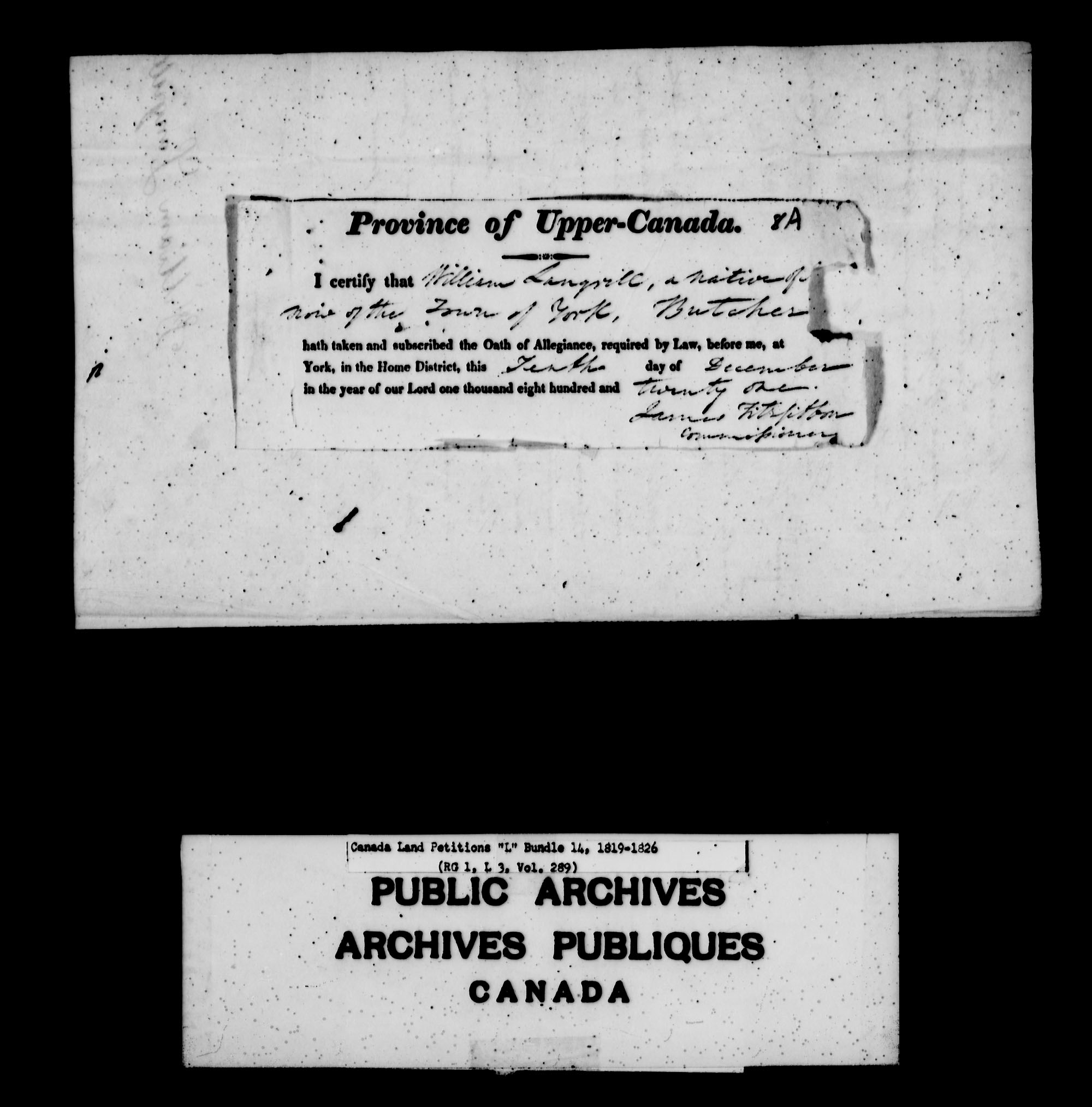 Title: Upper Canada Land Petitions (1763-1865) - Mikan Number: 205131 - Microform: c-2127