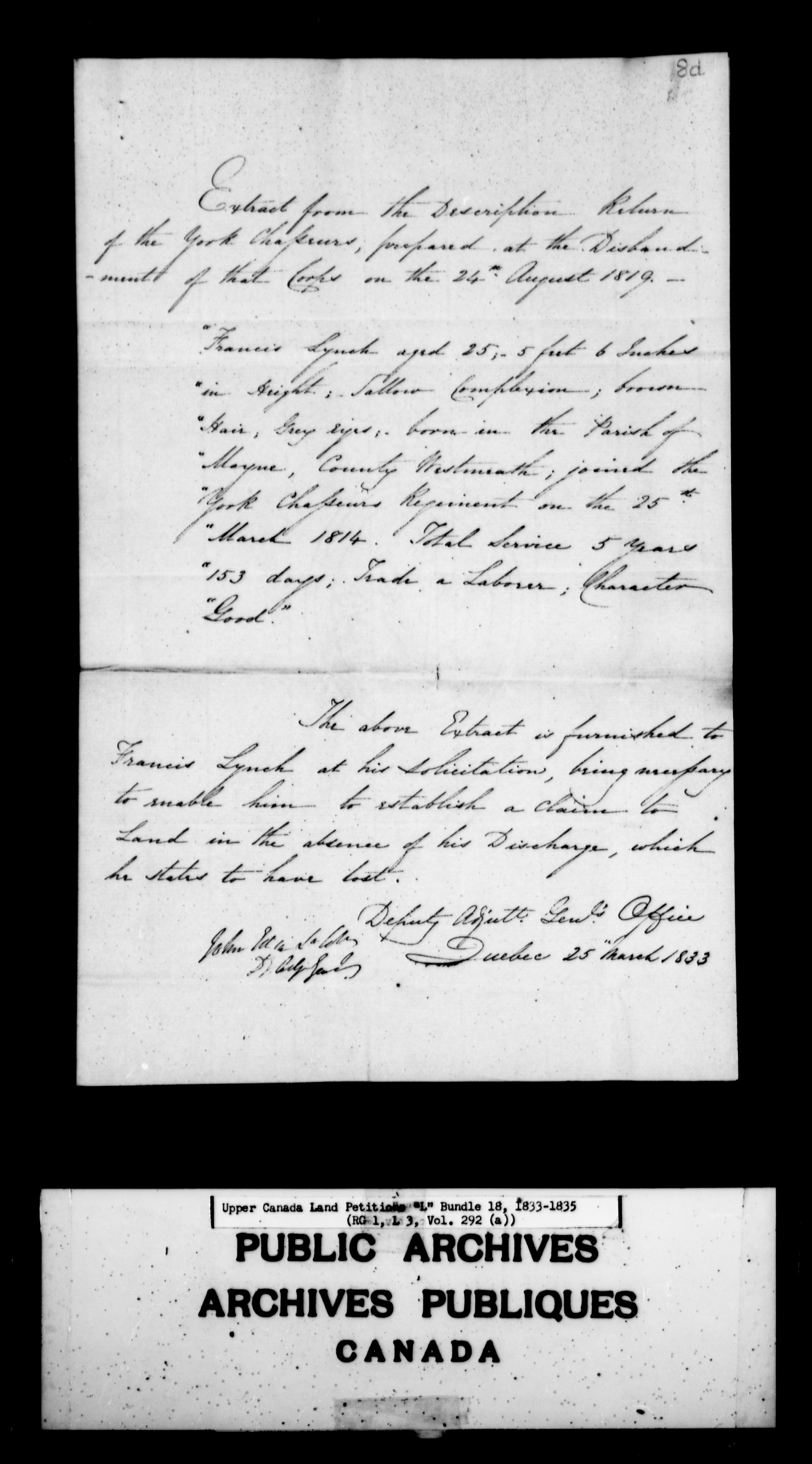 Title: Upper Canada Land Petitions (1763-1865) - Mikan Number: 205131 - Microform: c-2129