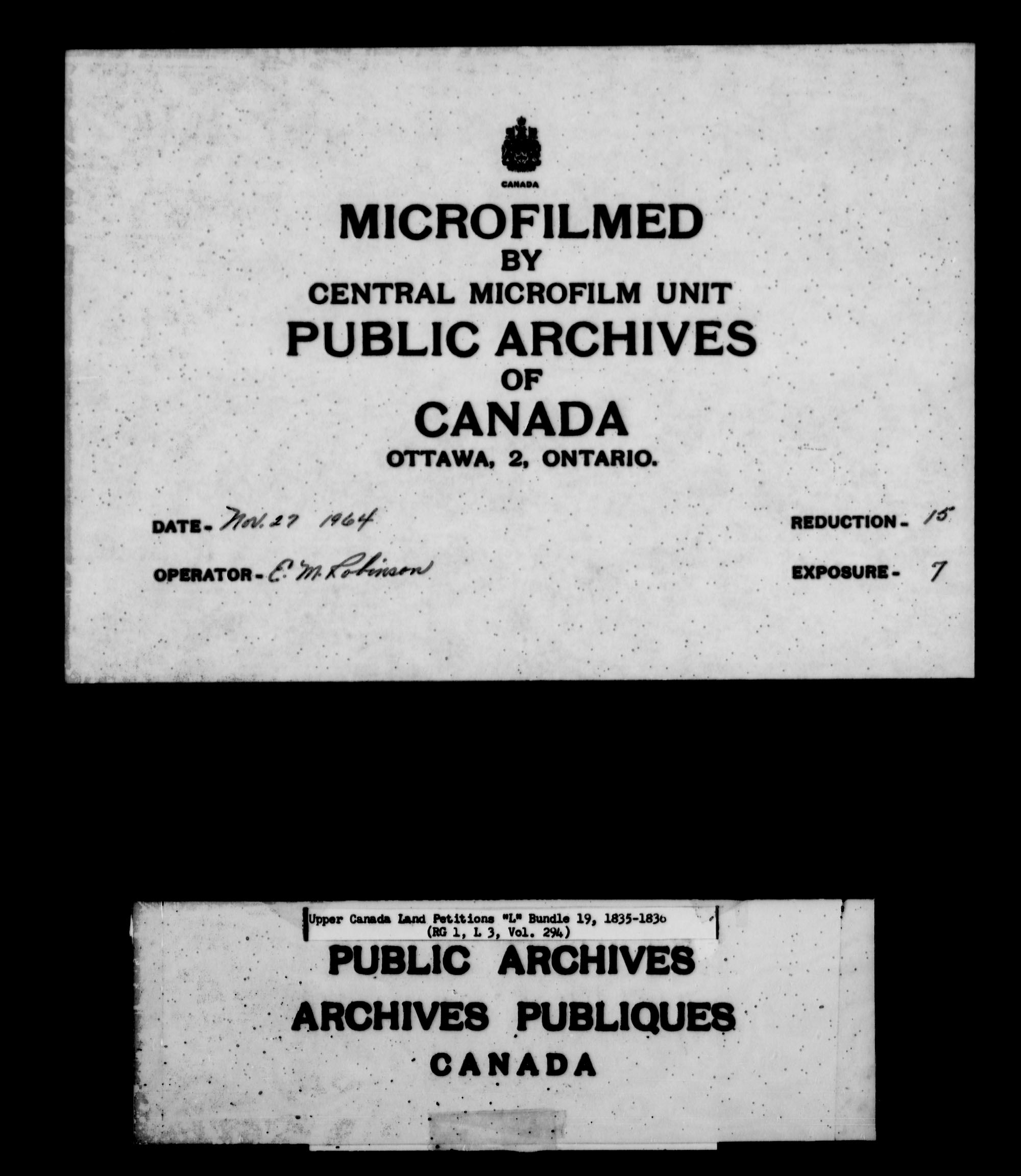Title: Upper Canada Land Petitions (1763-1865) - Mikan Number: 205131 - Microform: c-2131