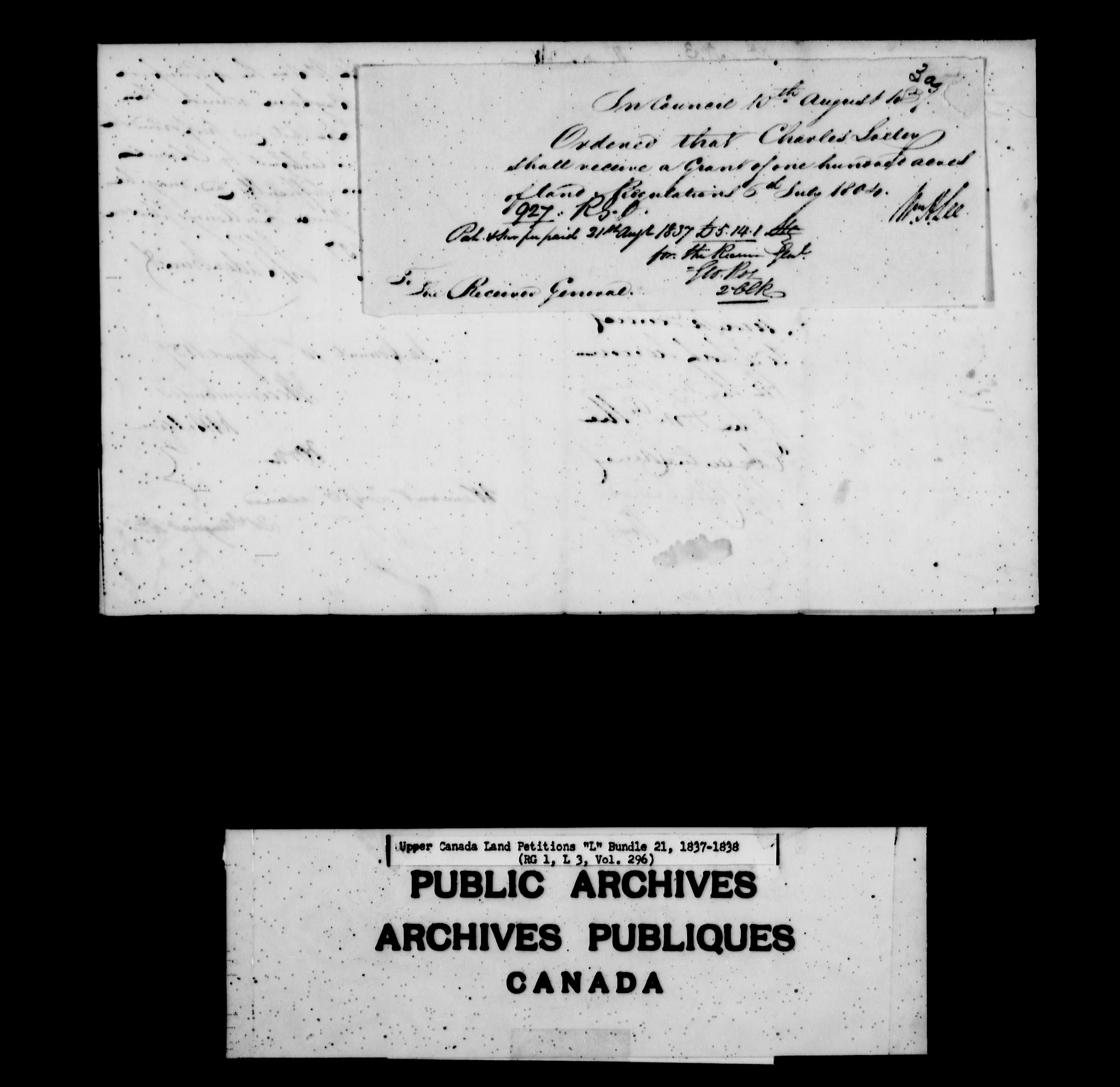 Title: Upper Canada Land Petitions (1763-1865) - Mikan Number: 205131 - Microform: c-2131