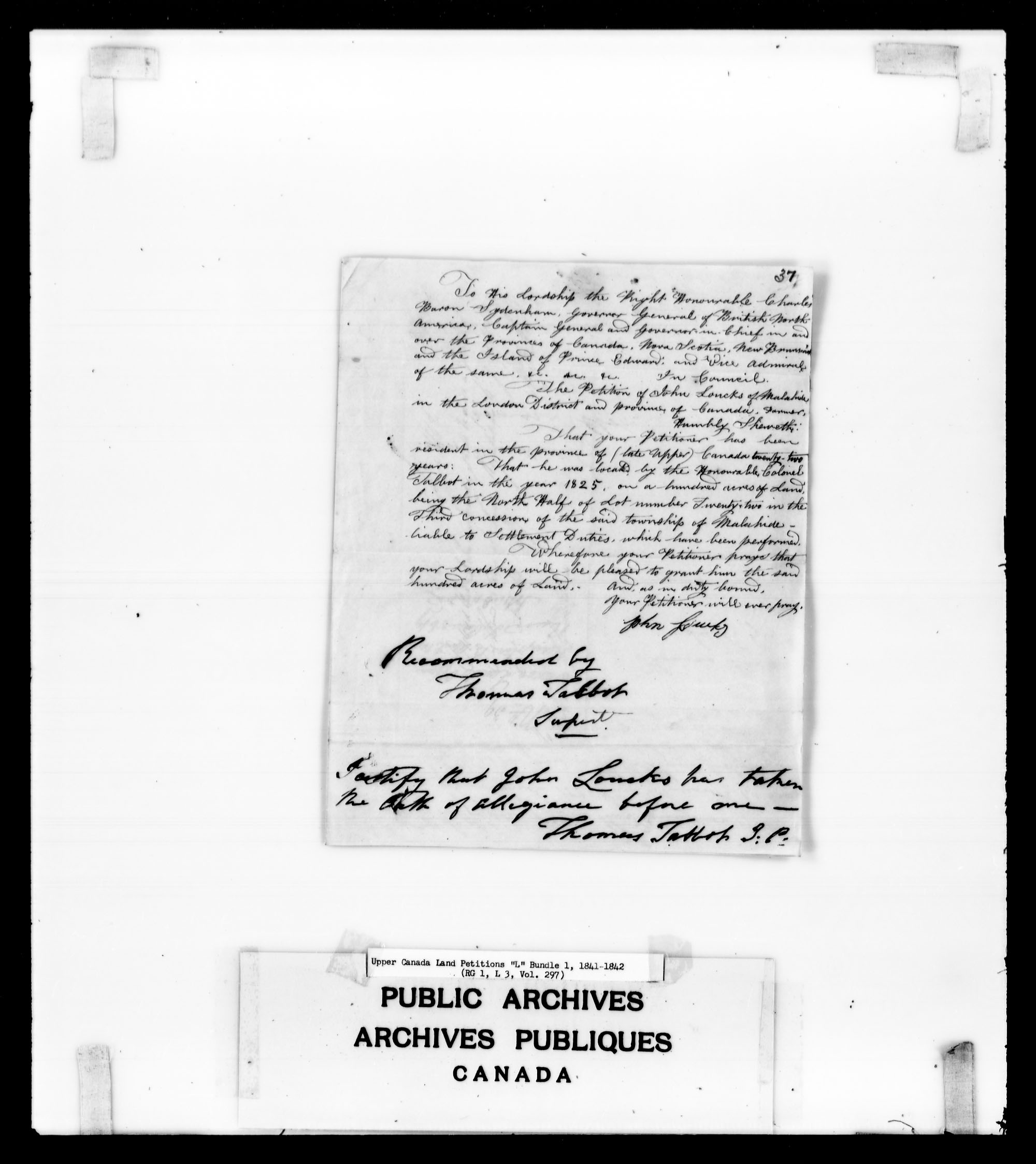 Title: Upper Canada Land Petitions (1763-1865) - Mikan Number: 205131 - Microform: c-2132