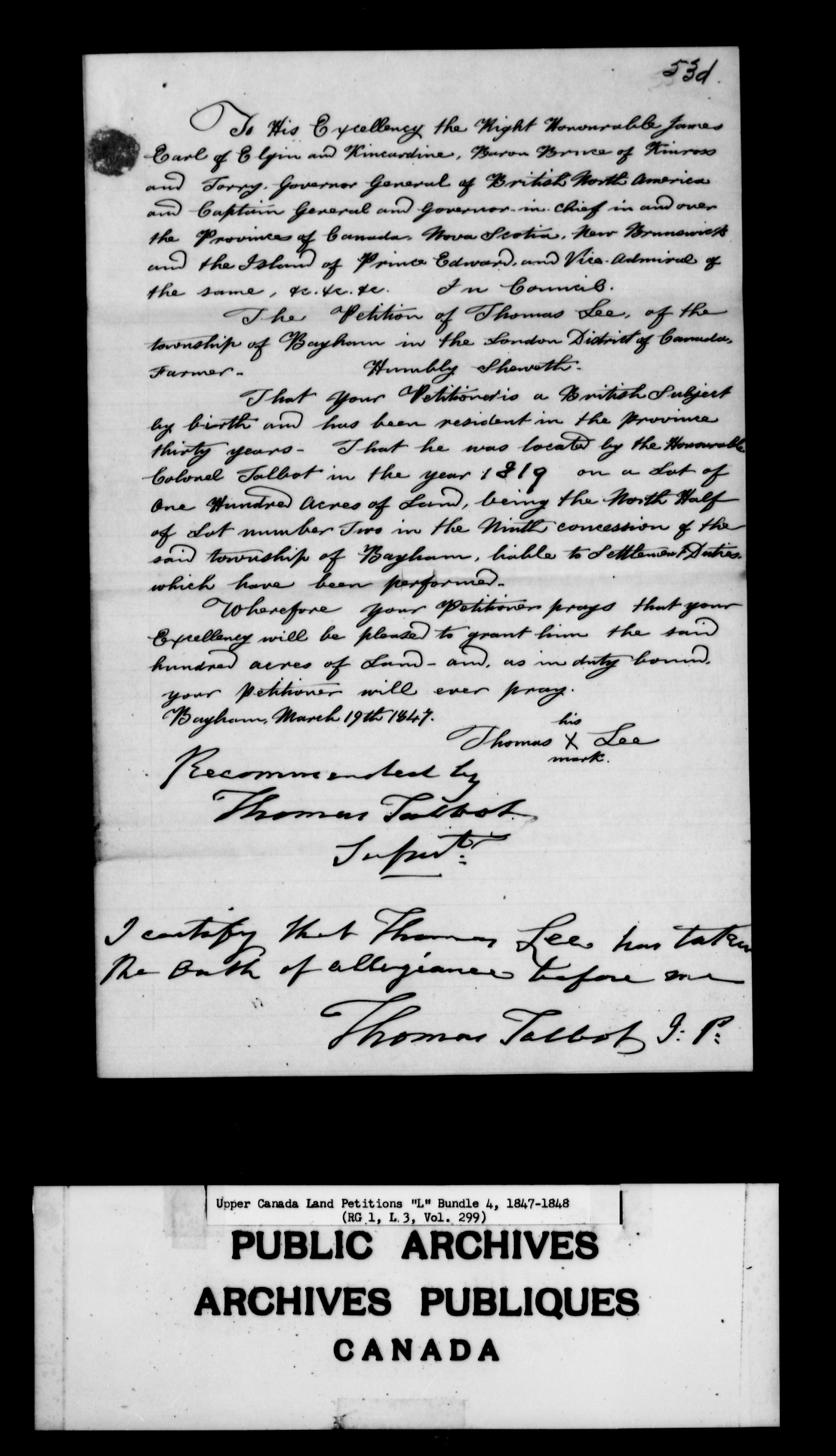 Title: Upper Canada Land Petitions (1763-1865) - Mikan Number: 205131 - Microform: c-2134