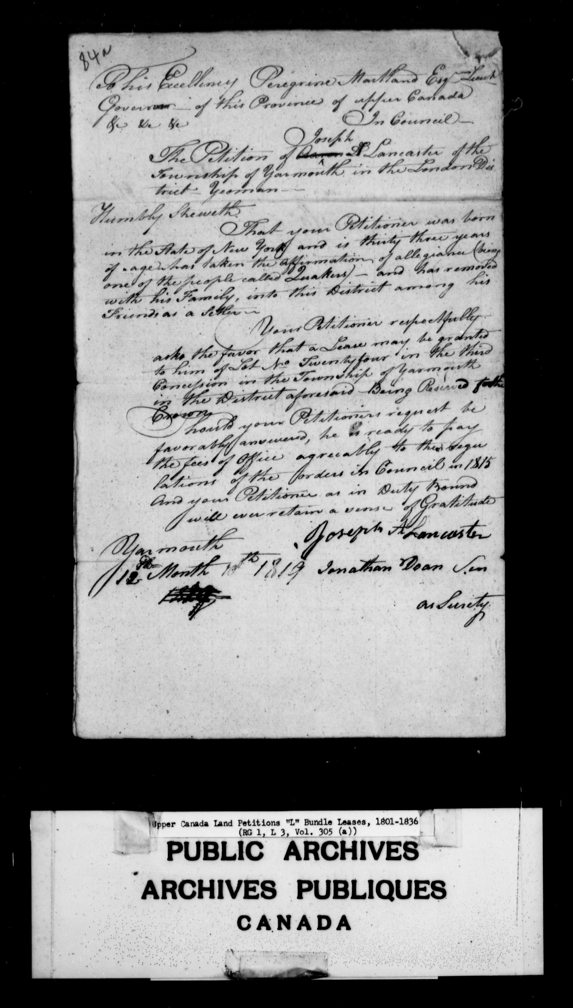 Title: Upper Canada Land Petitions (1763-1865) - Mikan Number: 205131 - Microform: c-2137