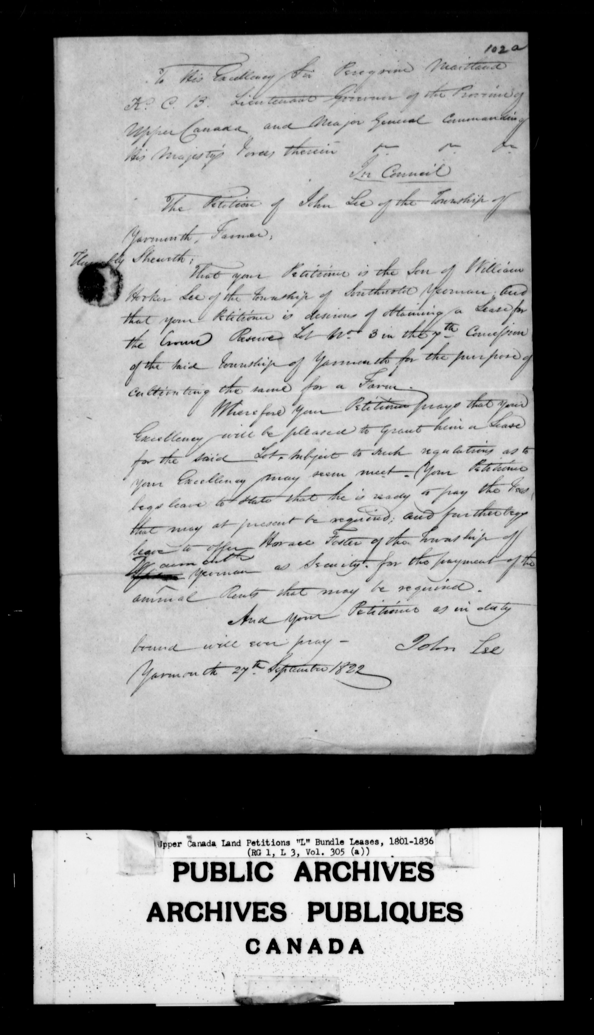 Title: Upper Canada Land Petitions (1763-1865) - Mikan Number: 205131 - Microform: c-2137