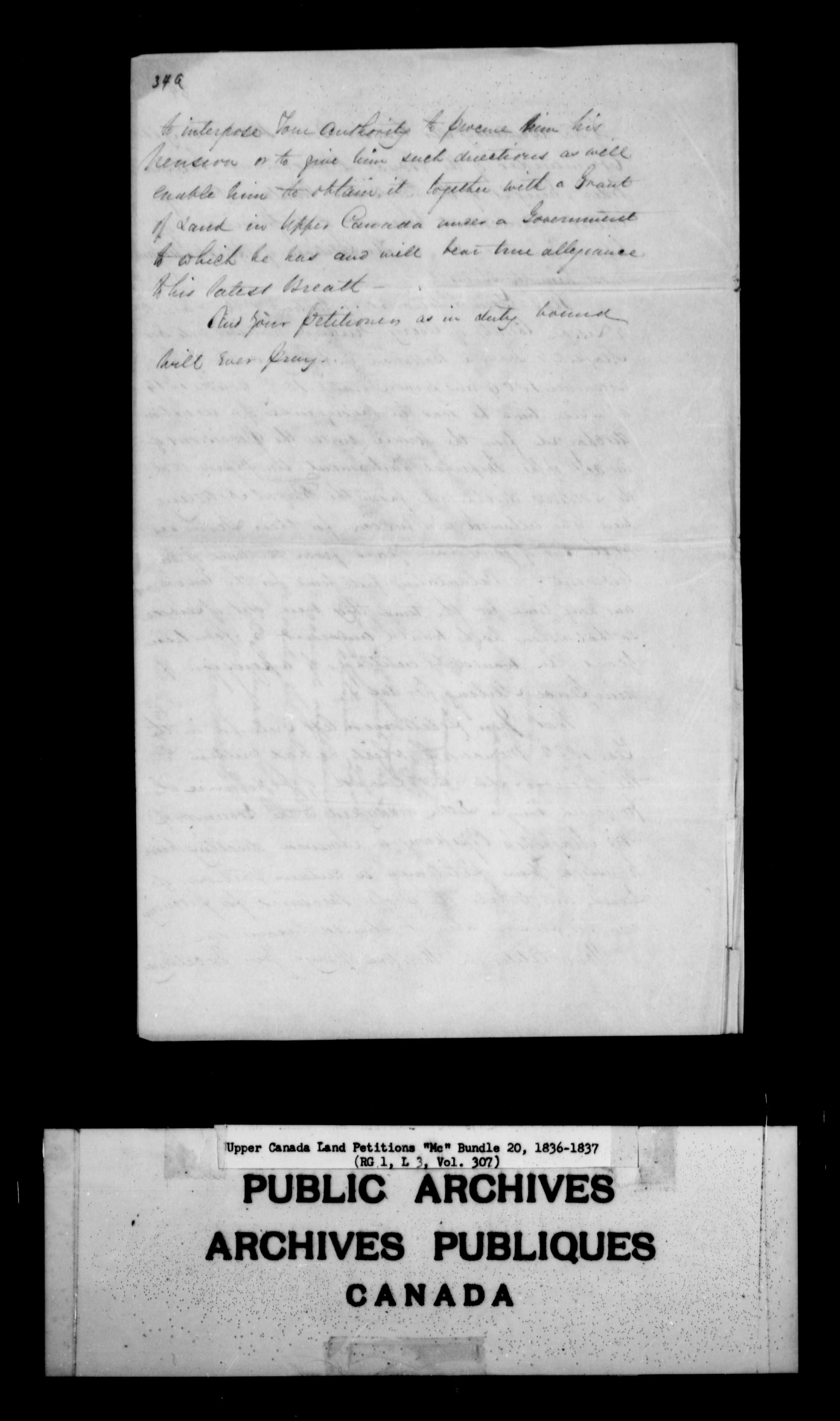 Titre : Demandes de terres du Haut-Canada (1763-1865) - N d'enregistrement Mikan : 205131 - Microforme : c-2138