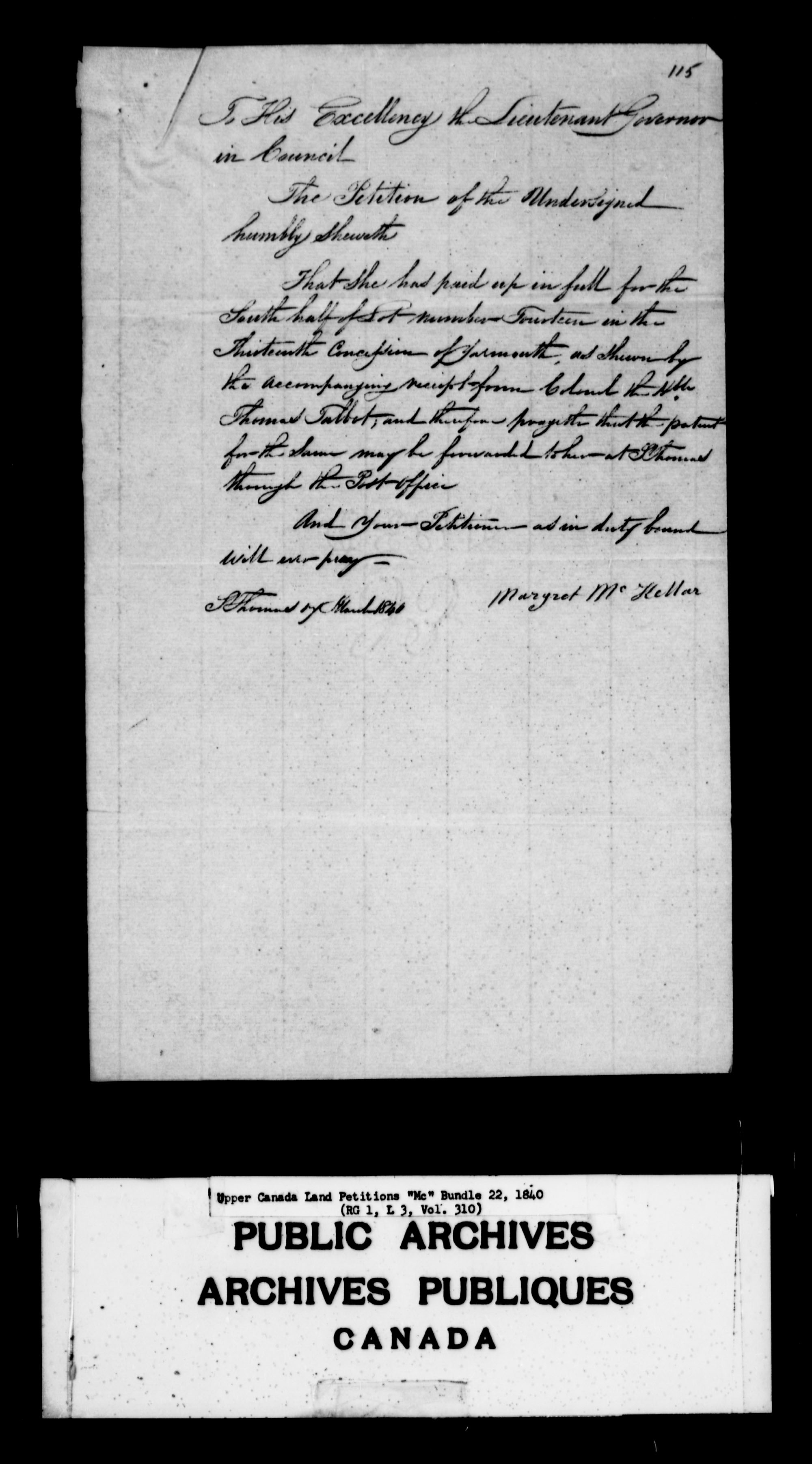 Title: Upper Canada Land Petitions (1763-1865) - Mikan Number: 205131 - Microform: c-2141