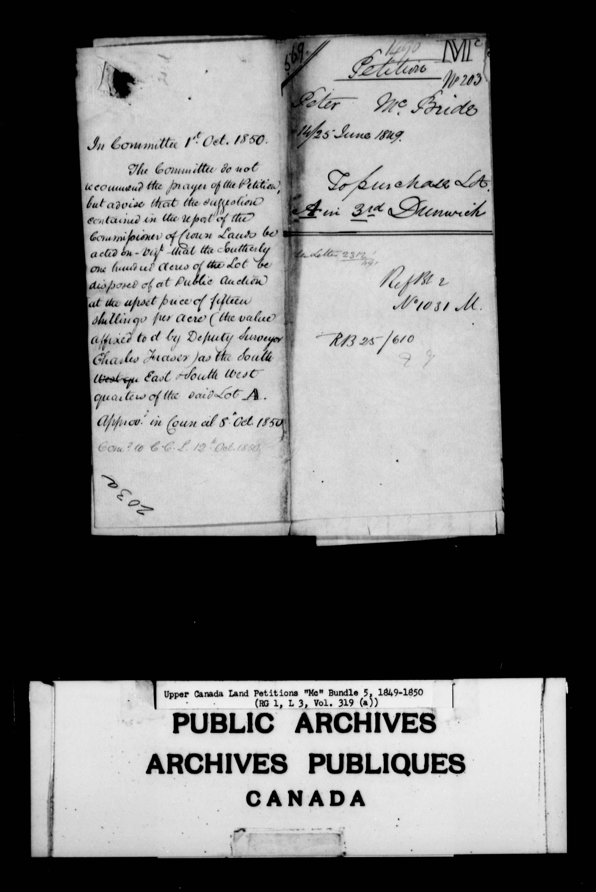 Title: Upper Canada Land Petitions (1763-1865) - Mikan Number: 205131 - Microform: c-2185