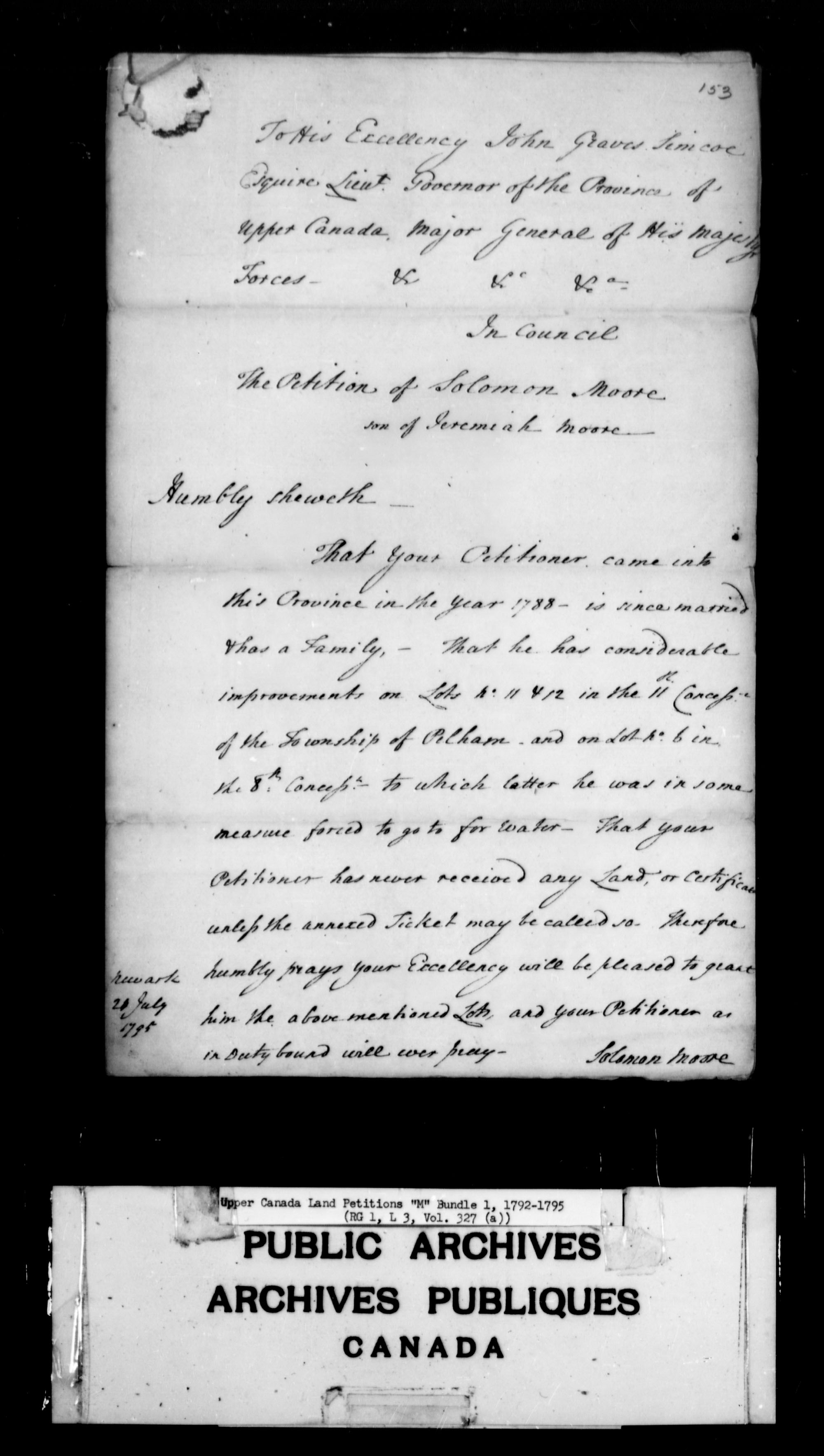 Title: Upper Canada Land Petitions (1763-1865) - Mikan Number: 205131 - Microform: c-2190