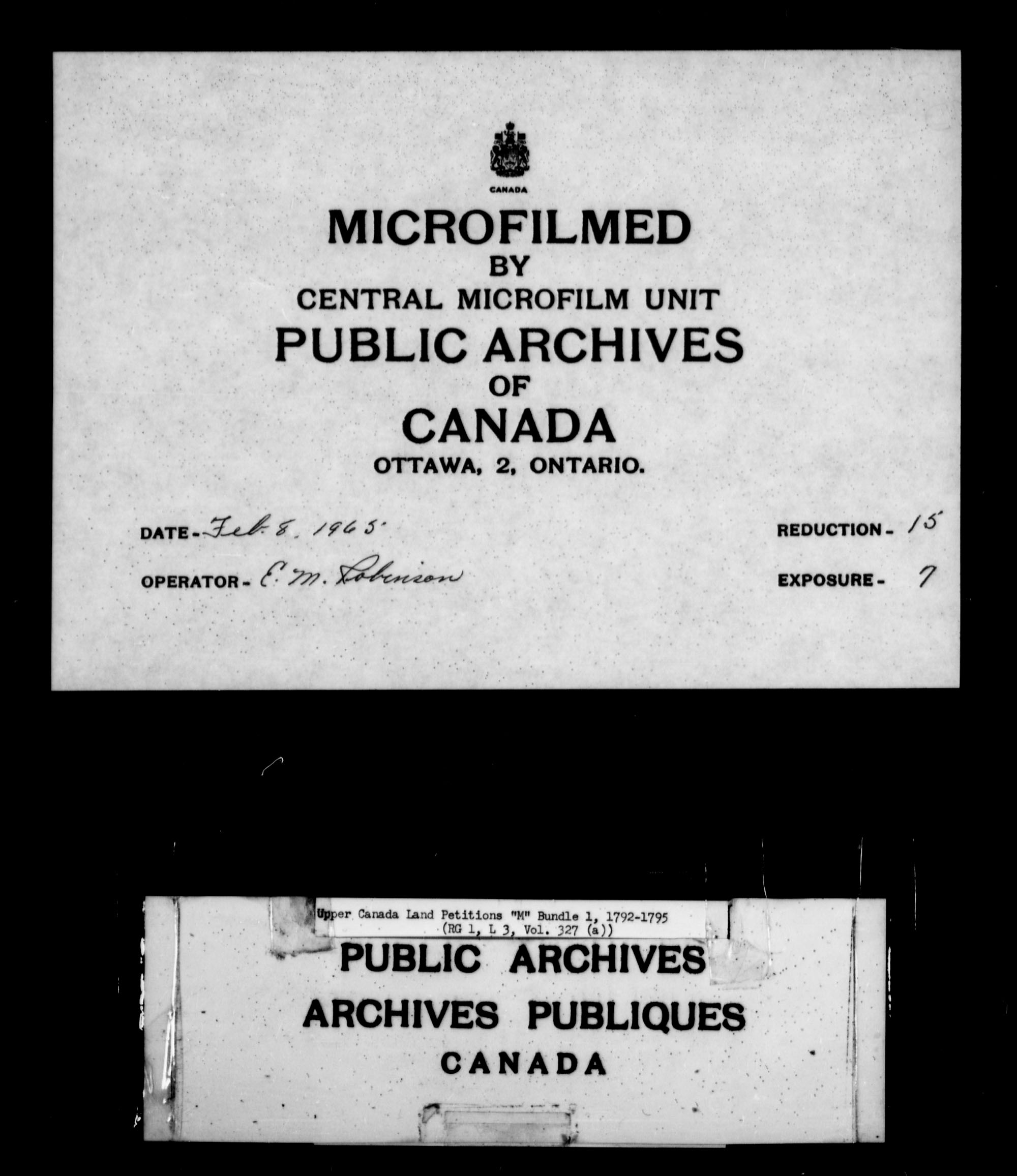 Titre : Demandes de terres du Haut-Canada (1763-1865) - N d'enregistrement Mikan : 205131 - Microforme : c-2191