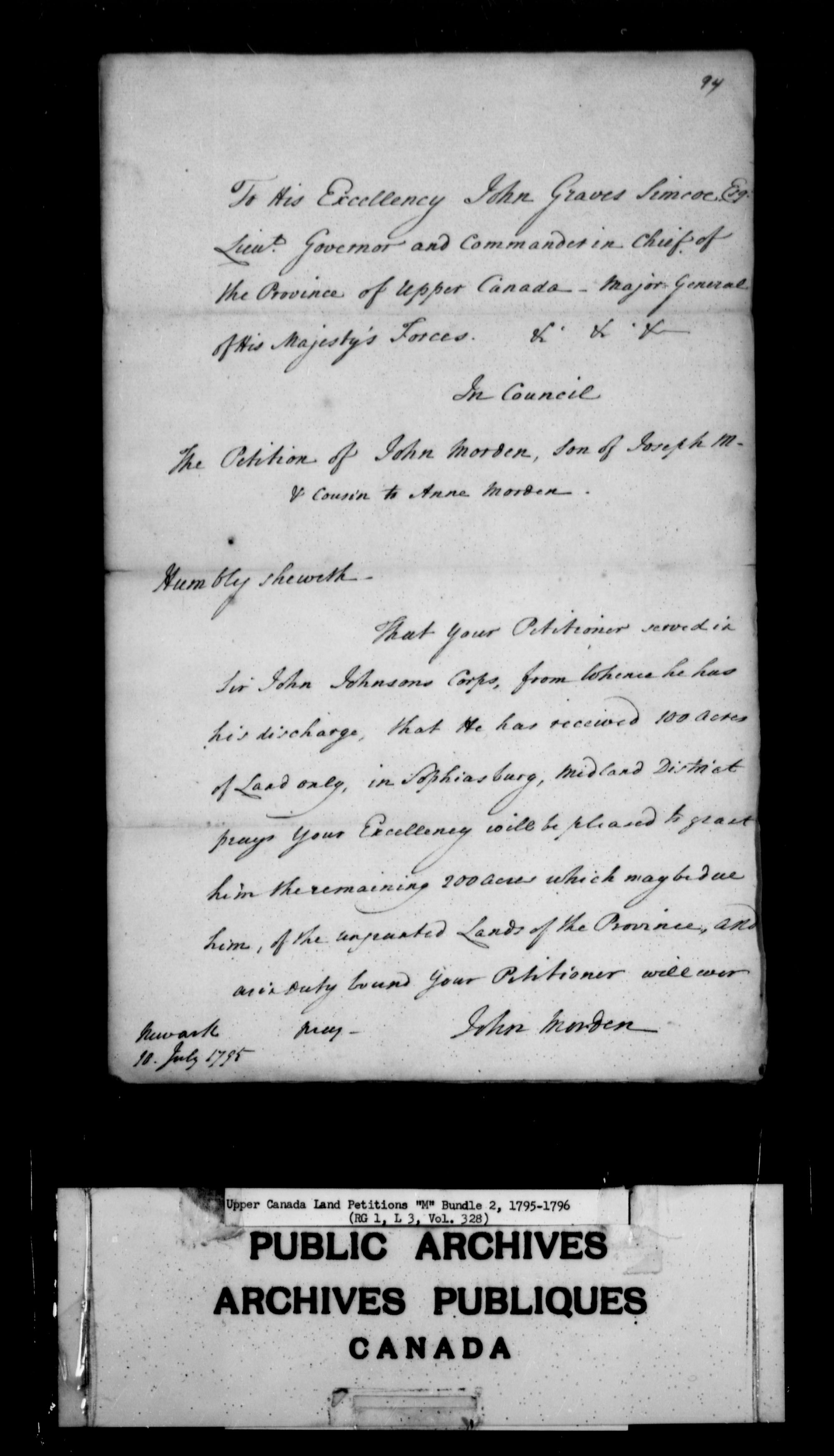 Title: Upper Canada Land Petitions (1763-1865) - Mikan Number: 205131 - Microform: c-2191