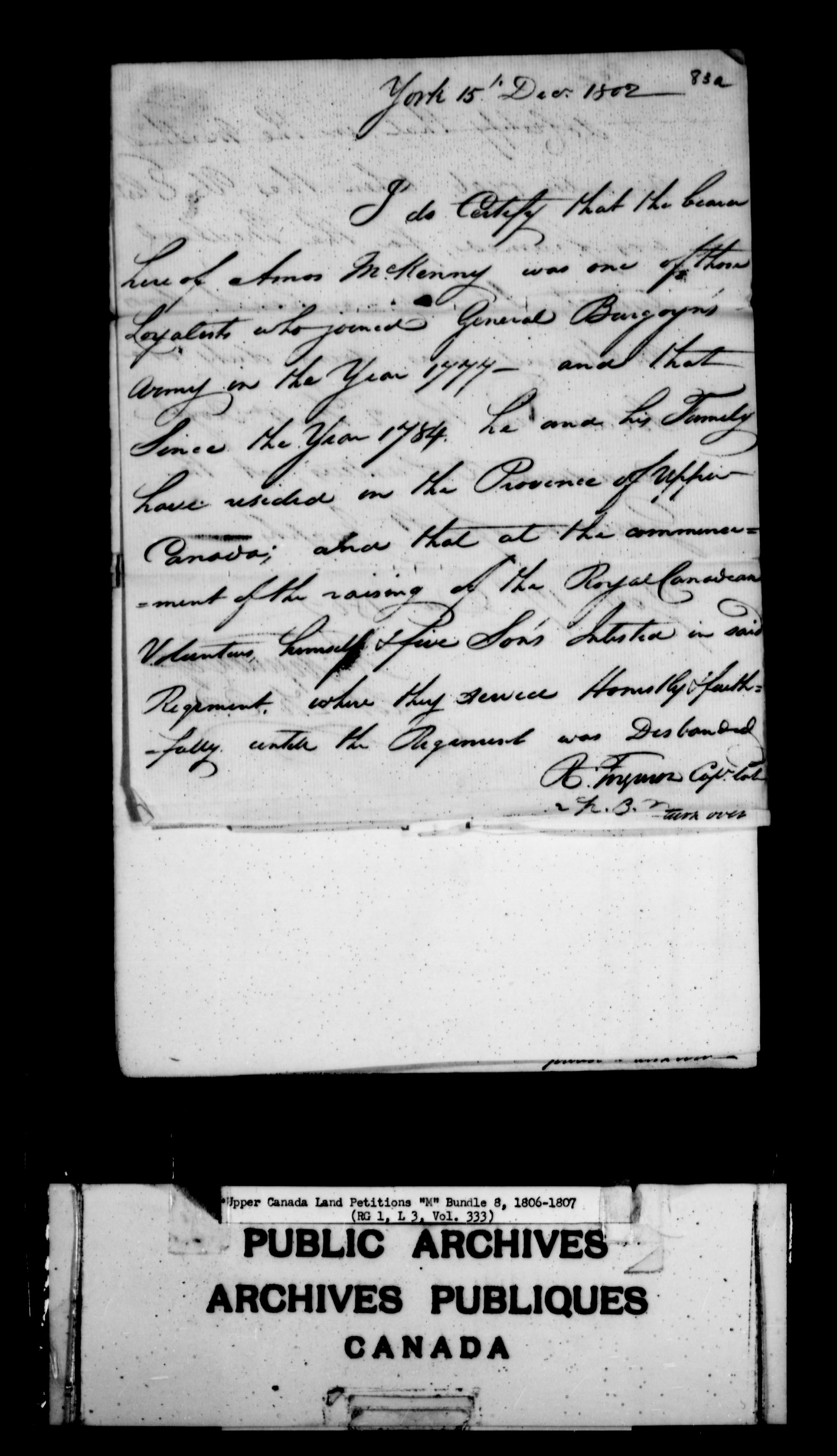 Title: Upper Canada Land Petitions (1763-1865) - Mikan Number: 205131 - Microform: c-2195