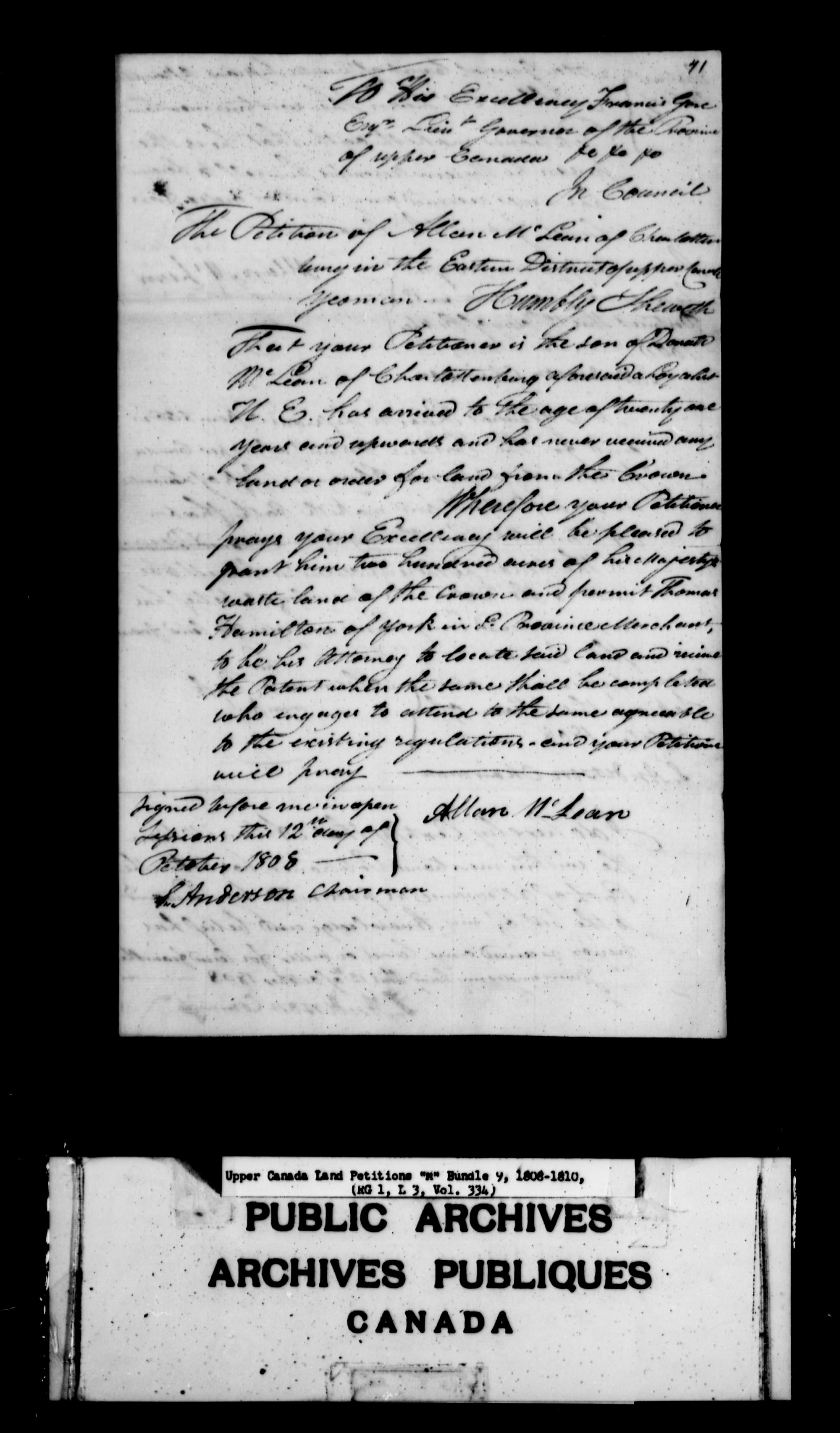 Title: Upper Canada Land Petitions (1763-1865) - Mikan Number: 205131 - Microform: c-2196