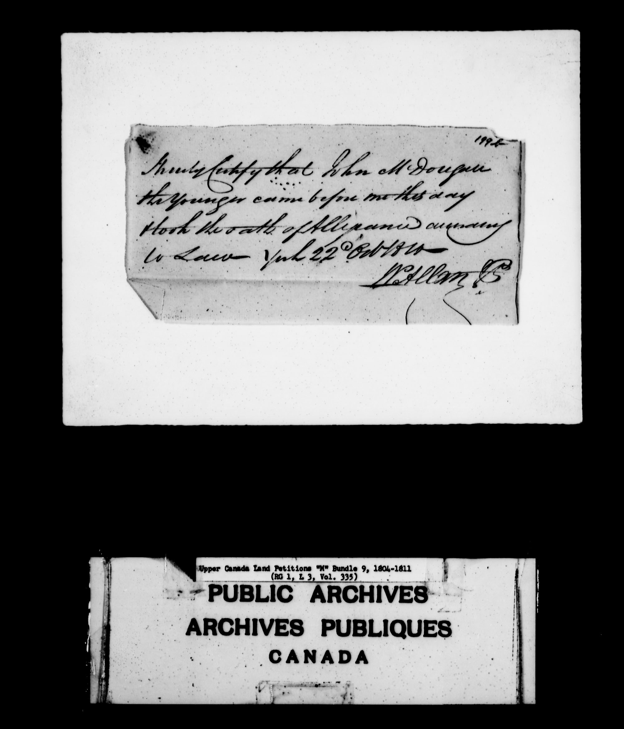 Title: Upper Canada Land Petitions (1763-1865) - Mikan Number: 205131 - Microform: c-2197