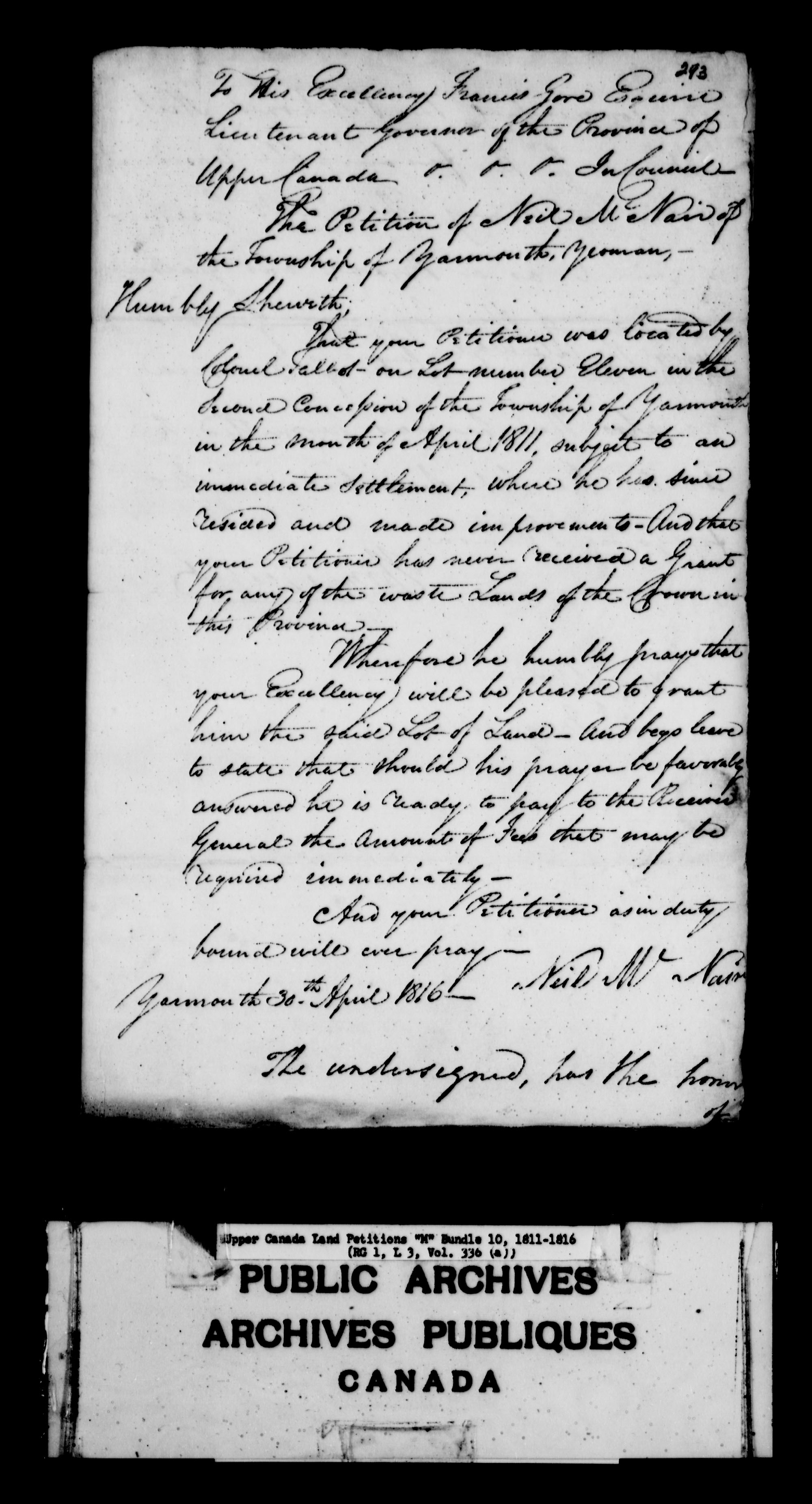 Title: Upper Canada Land Petitions (1763-1865) - Mikan Number: 205131 - Microform: c-2198