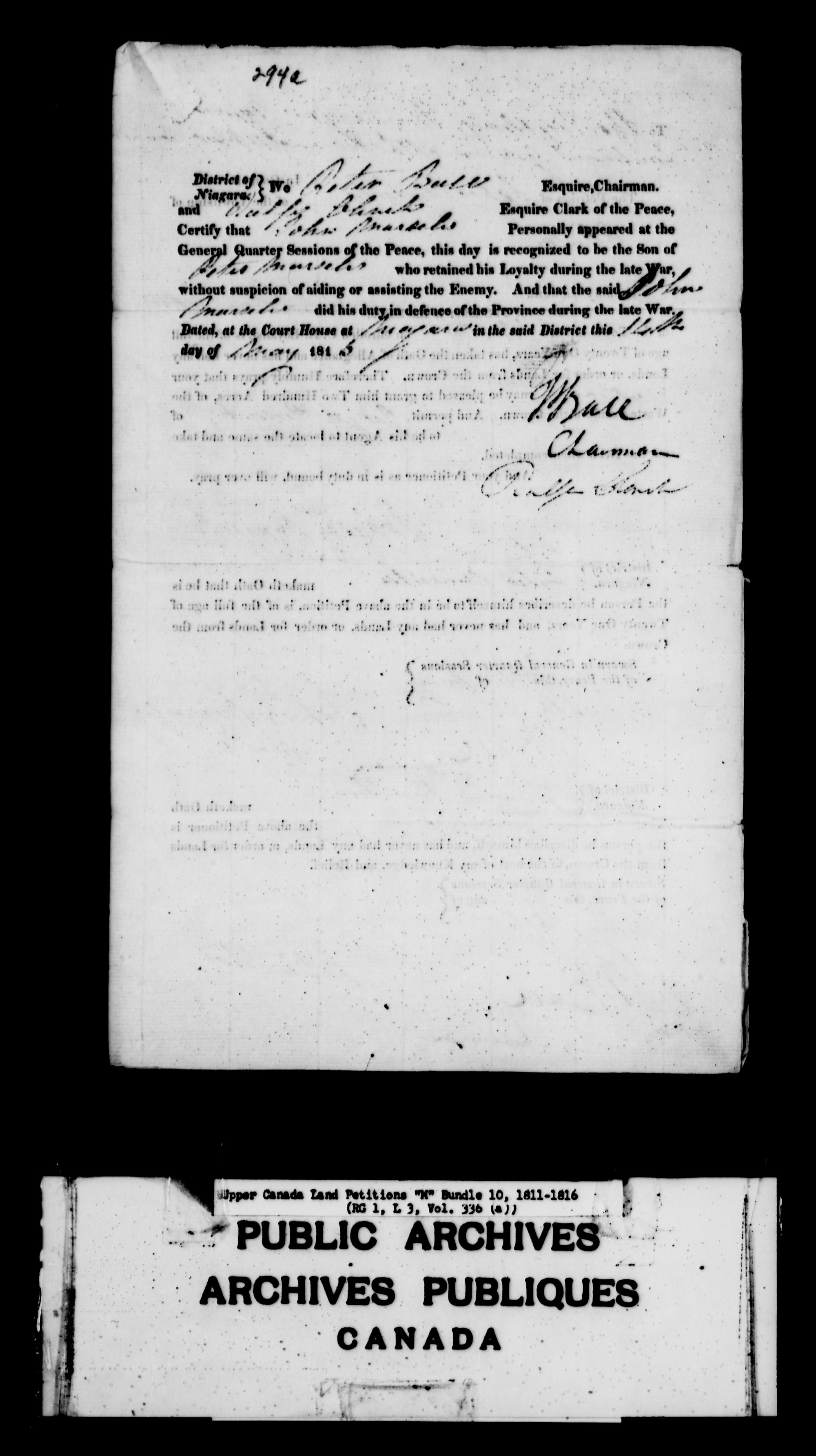 Title: Upper Canada Land Petitions (1763-1865) - Mikan Number: 205131 - Microform: c-2198