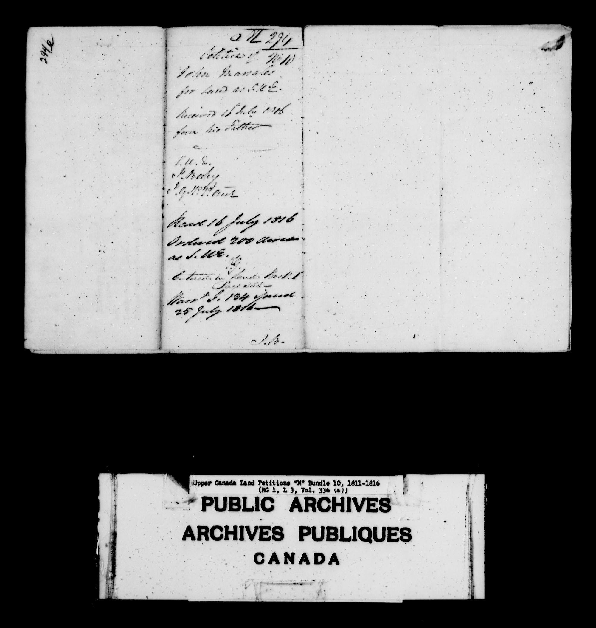 Title: Upper Canada Land Petitions (1763-1865) - Mikan Number: 205131 - Microform: c-2198