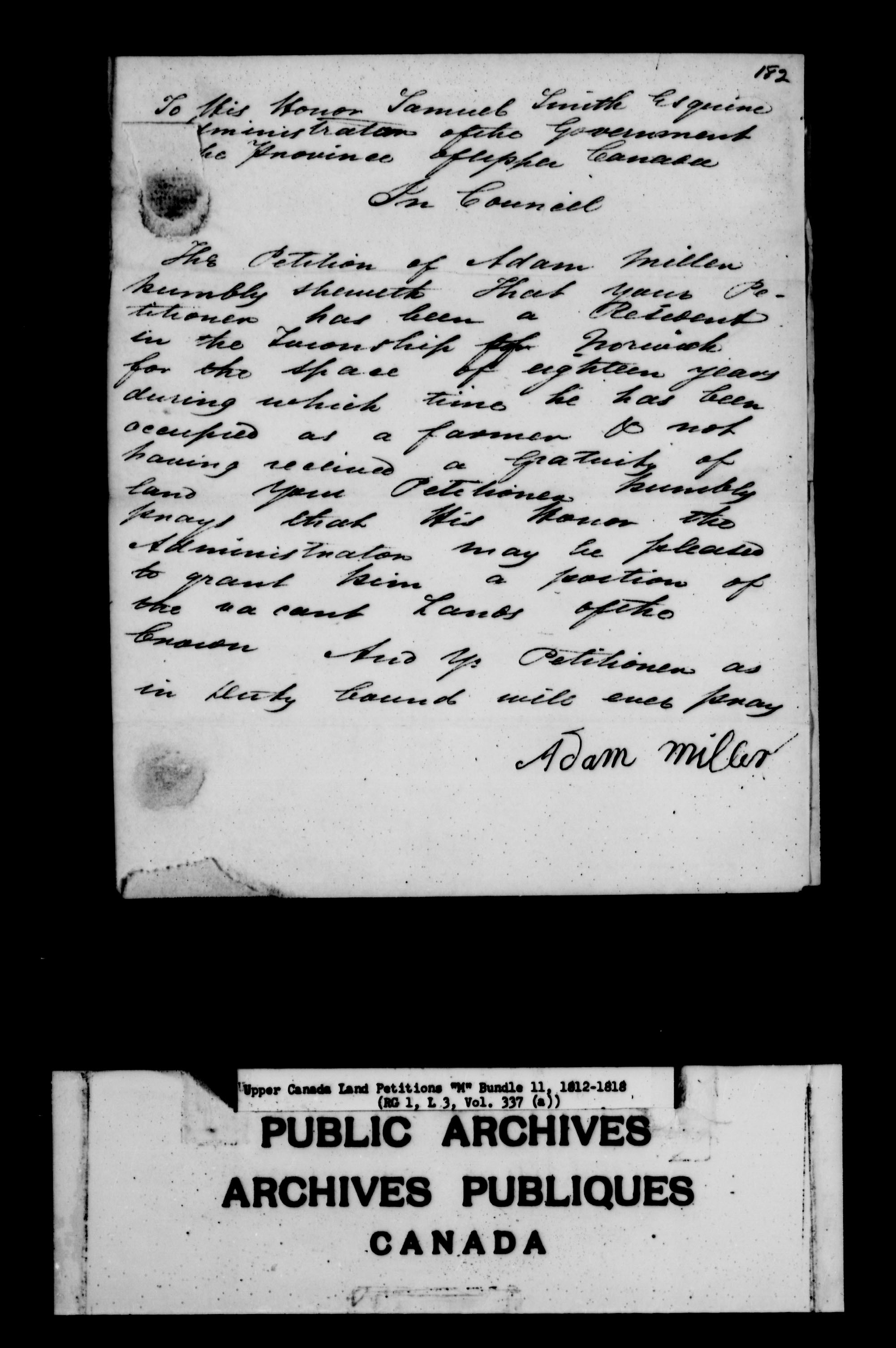 Title: Upper Canada Land Petitions (1763-1865) - Mikan Number: 205131 - Microform: c-2199