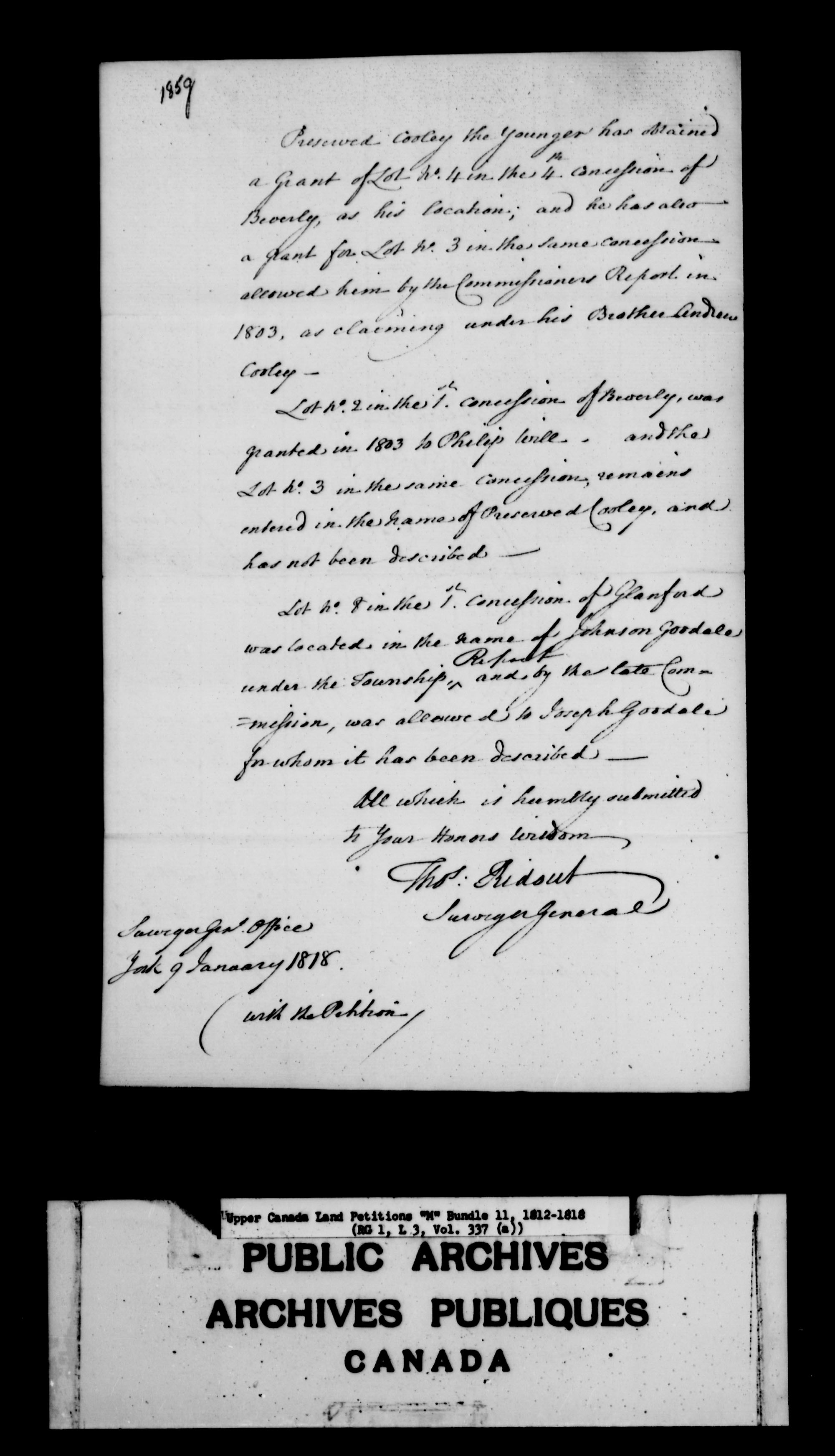 Title: Upper Canada Land Petitions (1763-1865) - Mikan Number: 205131 - Microform: c-2199