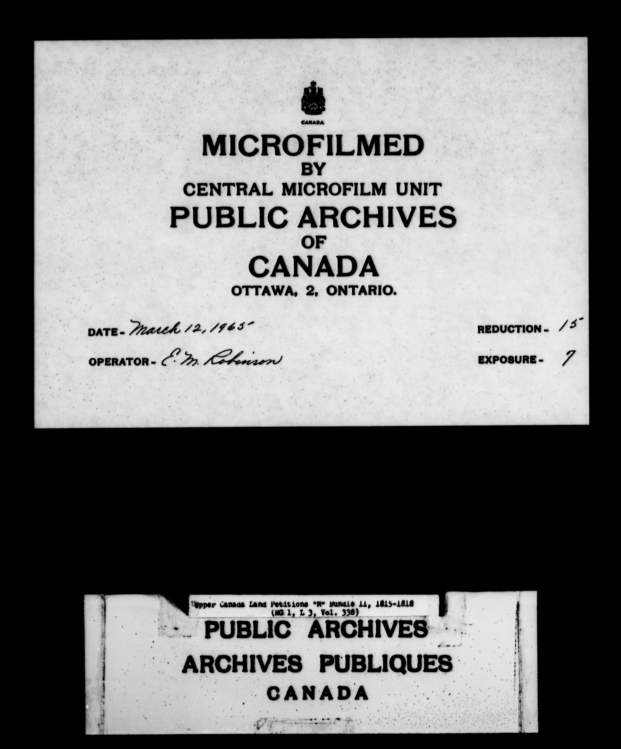 Titre : Demandes de terres du Haut-Canada (1763-1865) - N d'enregistrement Mikan : 205131 - Microforme : c-2200