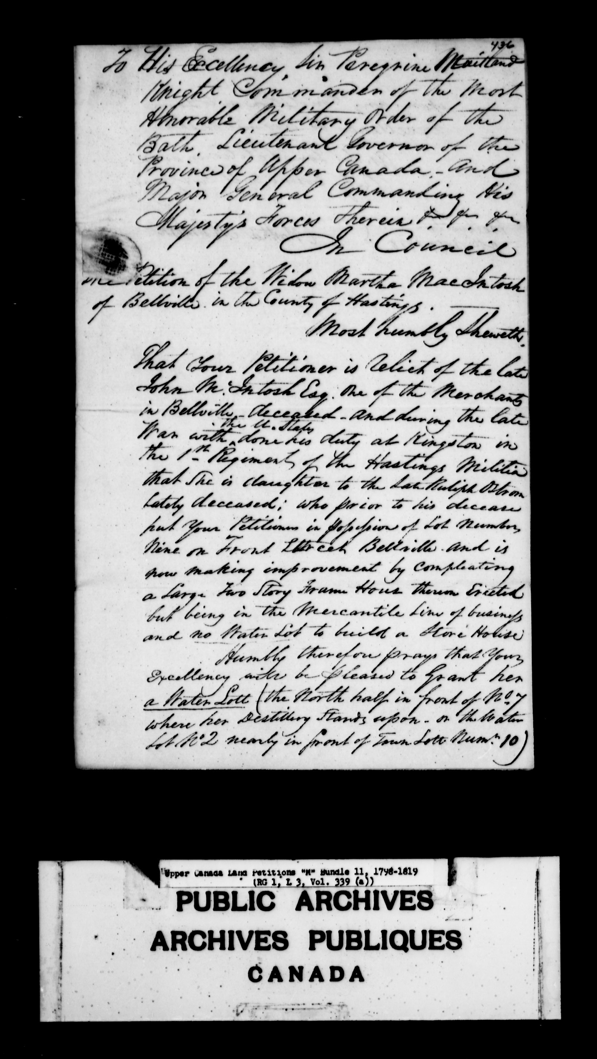 Title: Upper Canada Land Petitions (1763-1865) - Mikan Number: 205131 - Microform: c-2200