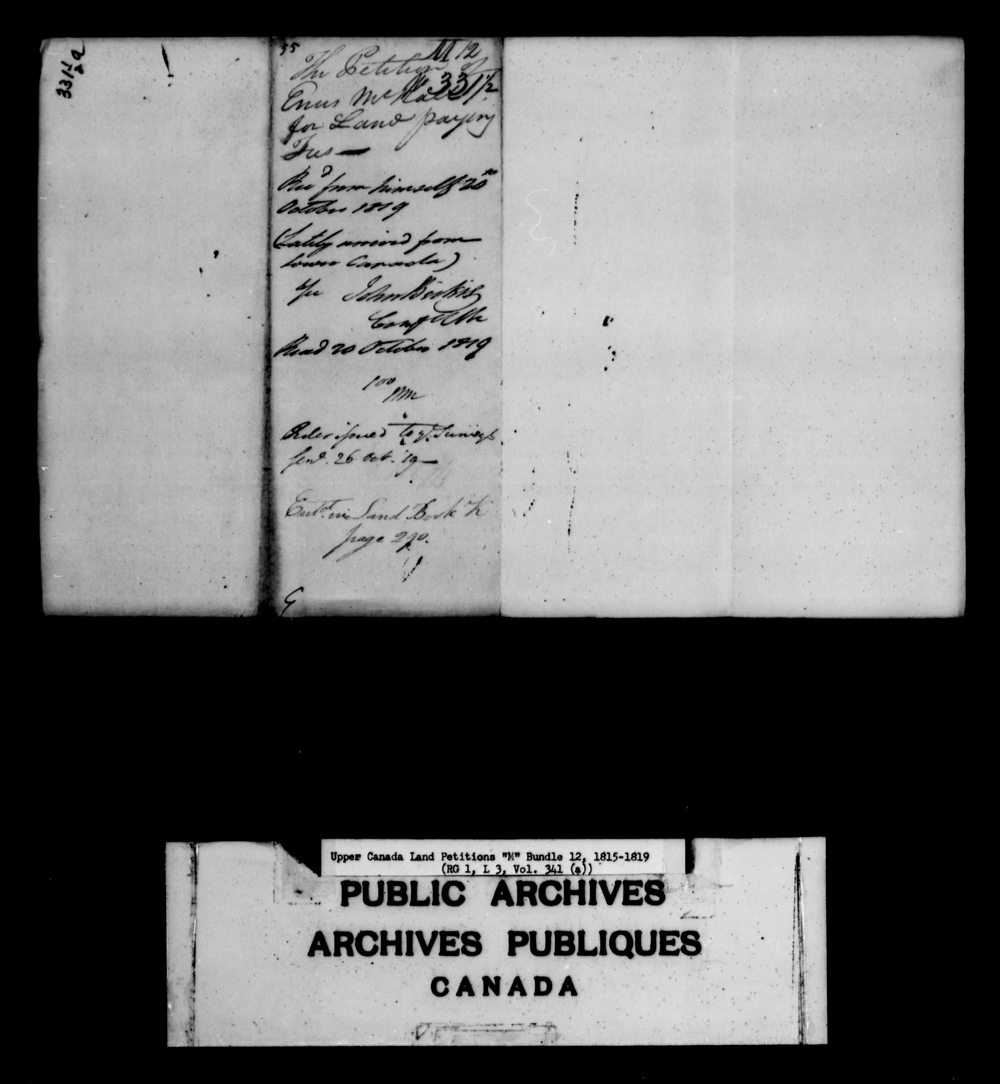 Title: Upper Canada Land Petitions (1763-1865) - Mikan Number: 205131 - Microform: c-2201