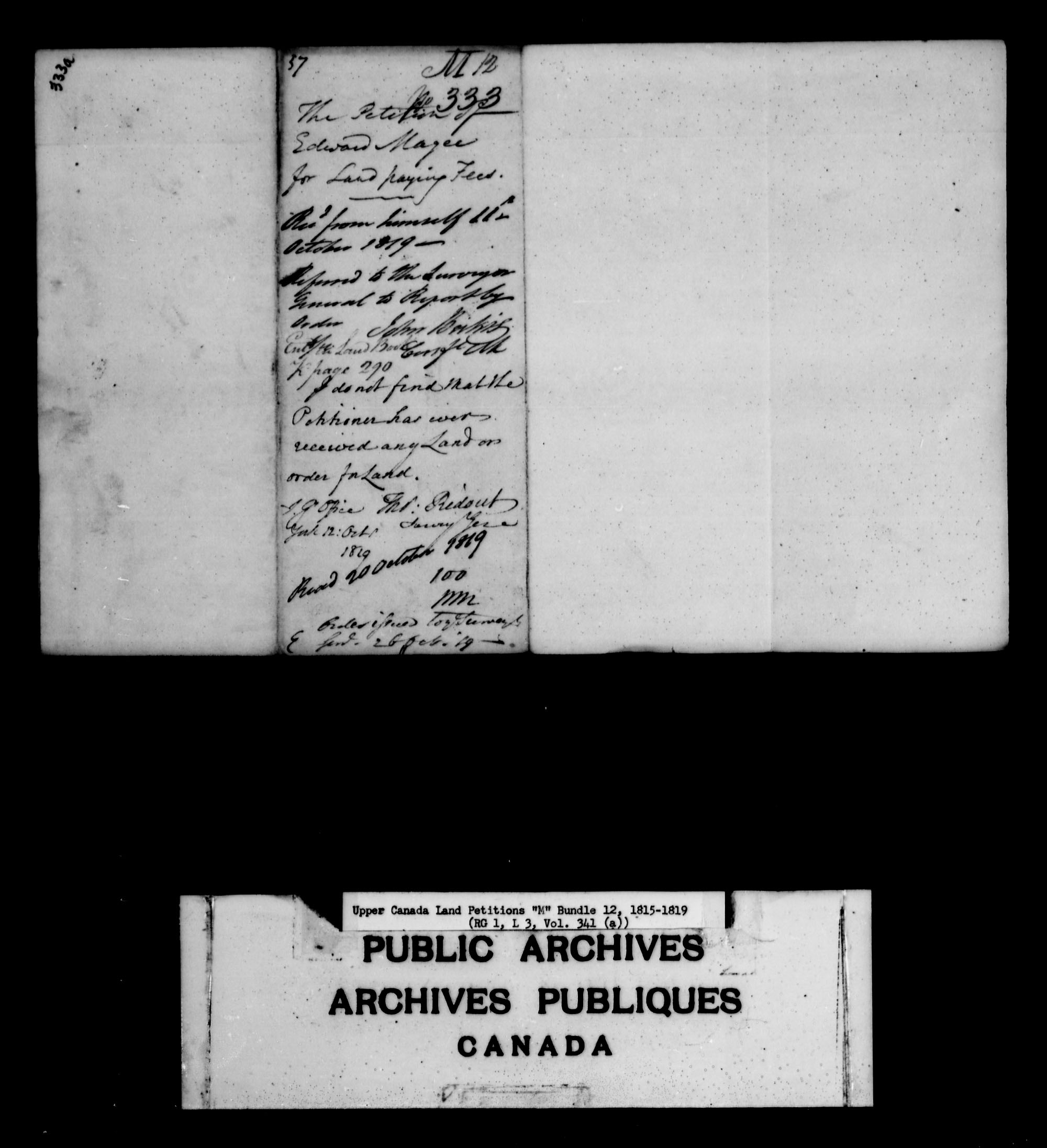 Title: Upper Canada Land Petitions (1763-1865) - Mikan Number: 205131 - Microform: c-2201