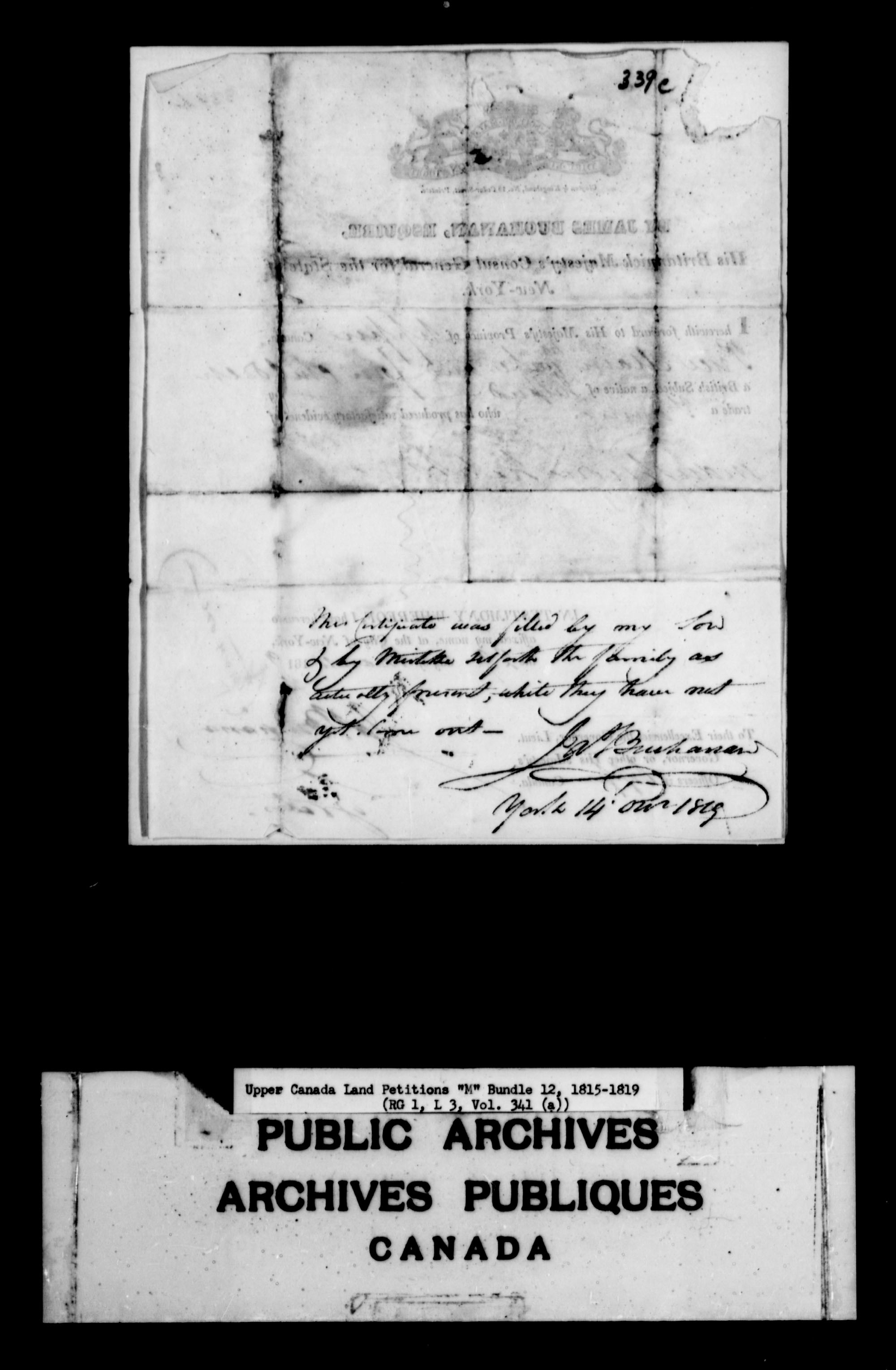 Title: Upper Canada Land Petitions (1763-1865) - Mikan Number: 205131 - Microform: c-2201