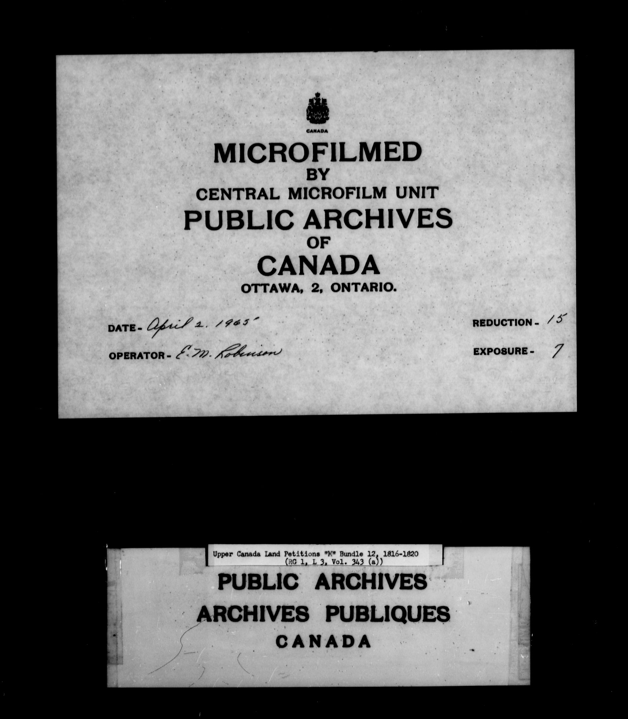 Title: Upper Canada Land Petitions (1763-1865) - Mikan Number: 205131 - Microform: c-2203