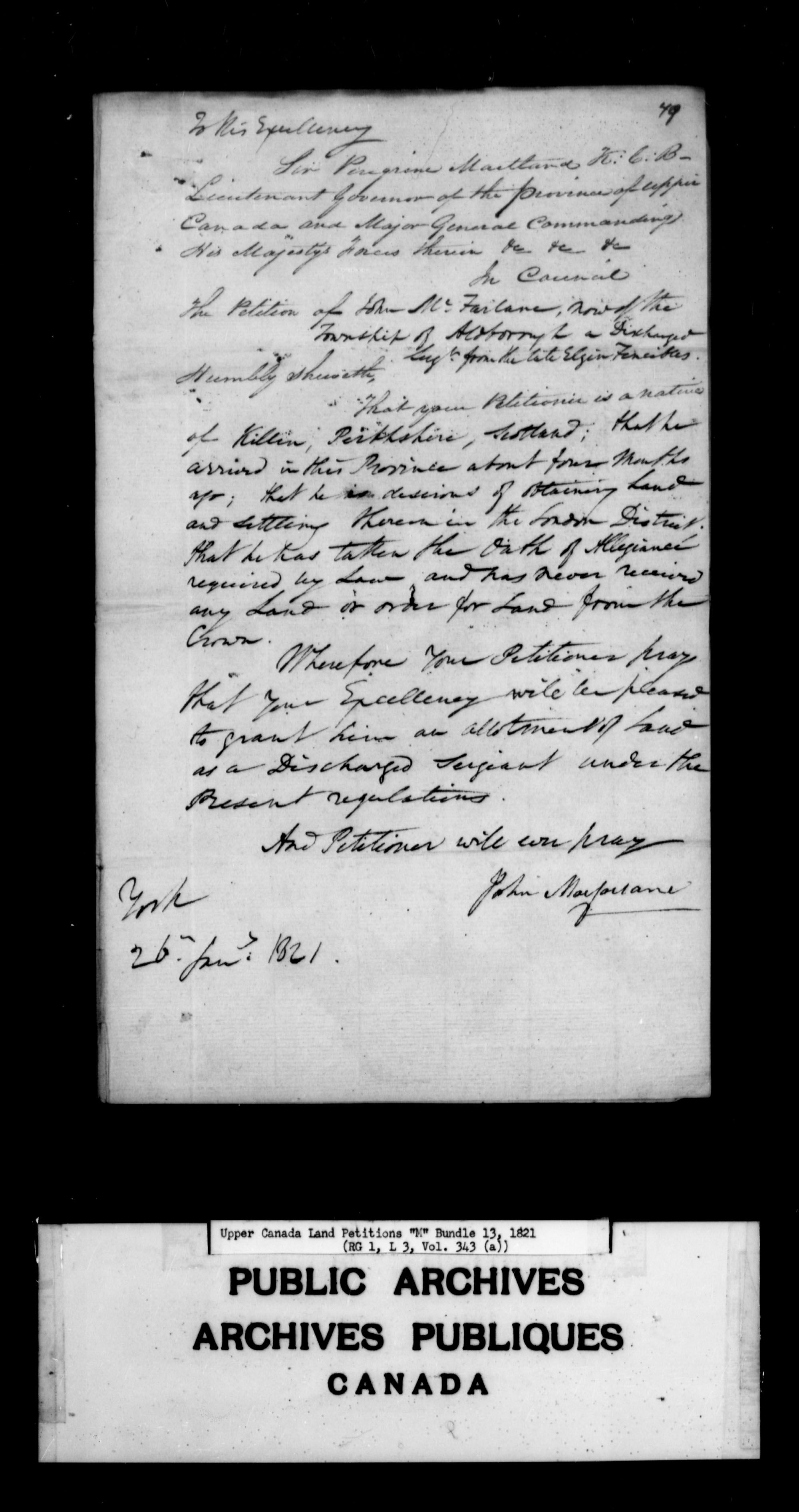 Title: Upper Canada Land Petitions (1763-1865) - Mikan Number: 205131 - Microform: c-2203