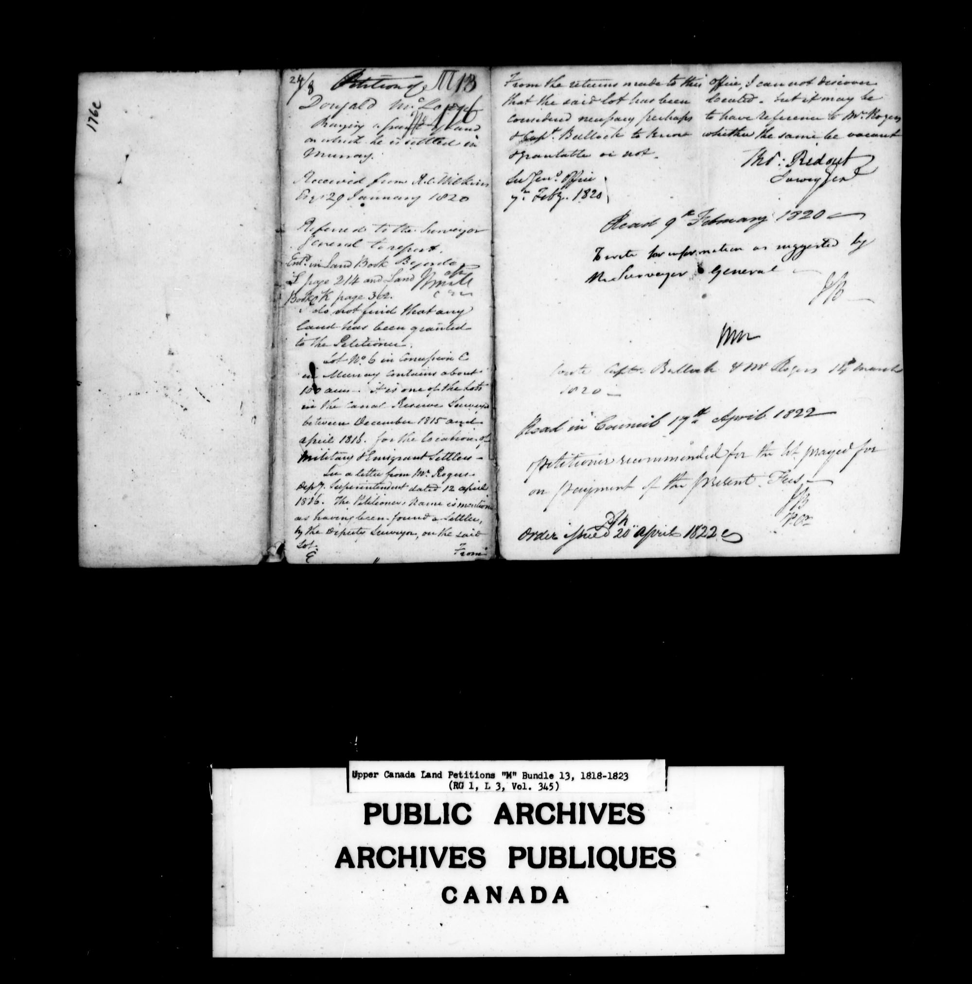 Titre : Demandes de terres du Haut-Canada (1763-1865) - N d'enregistrement Mikan : 205131 - Microforme : c-2203