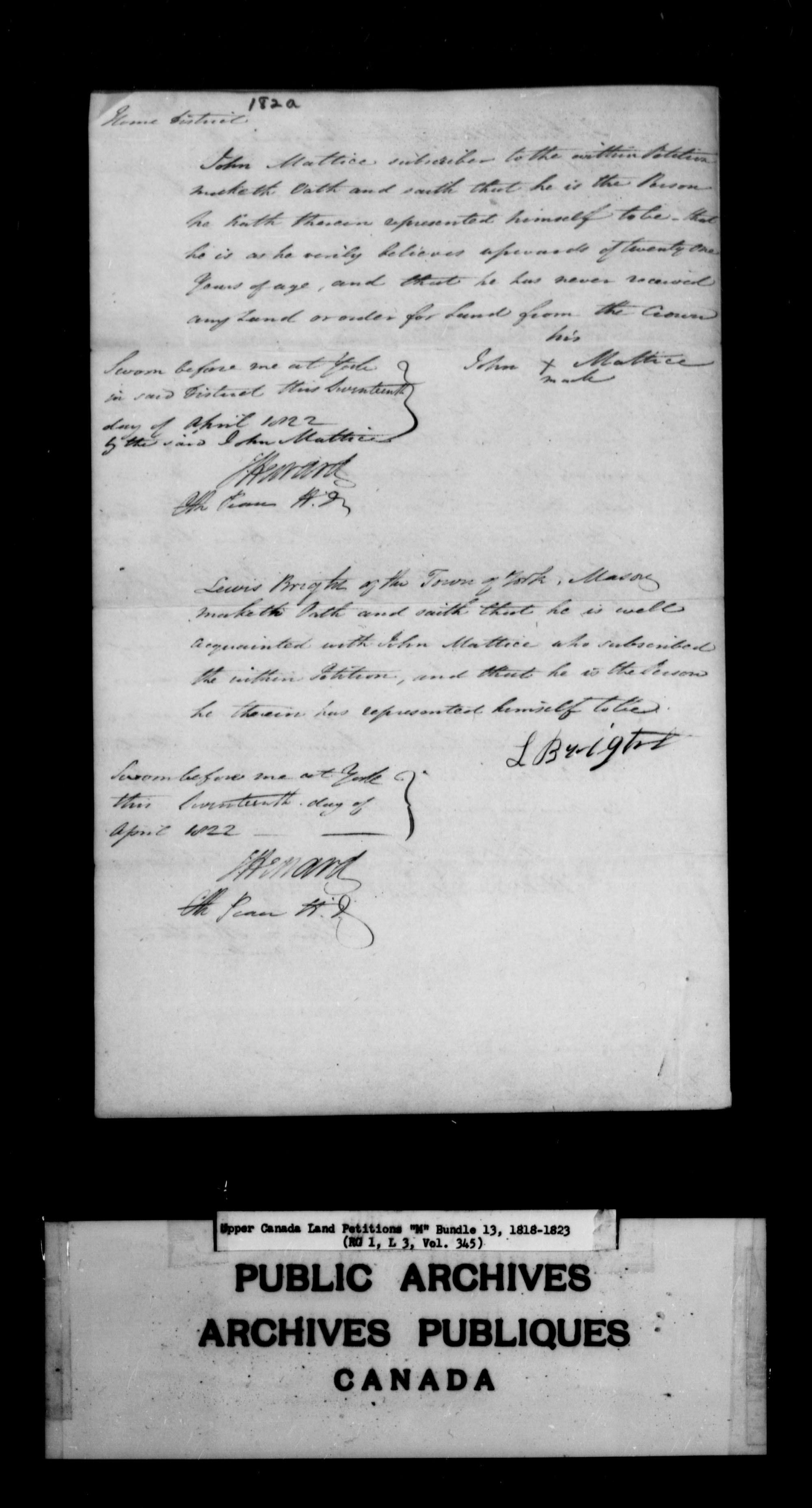Titre : Demandes de terres du Haut-Canada (1763-1865) - N d'enregistrement Mikan : 205131 - Microforme : c-2203