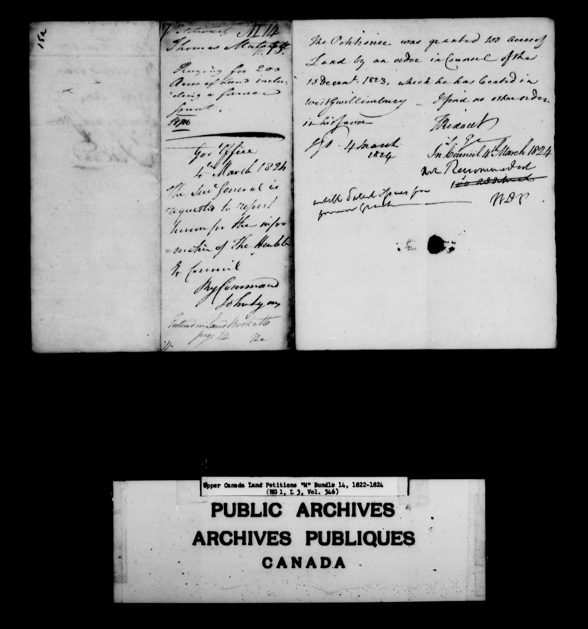 Title: Upper Canada Land Petitions (1763-1865) - Mikan Number: 205131 - Microform: c-2204