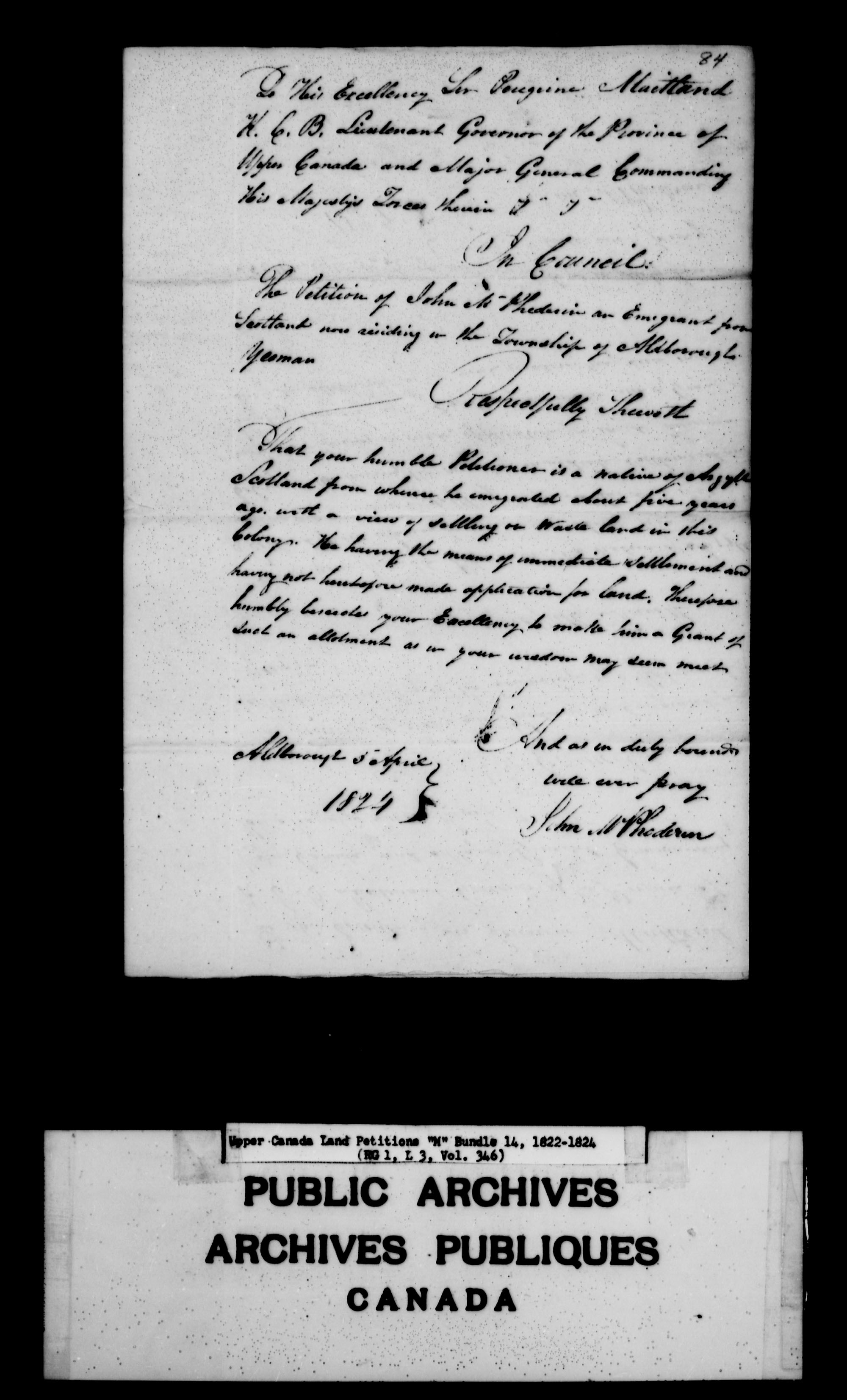 Title: Upper Canada Land Petitions (1763-1865) - Mikan Number: 205131 - Microform: c-2206