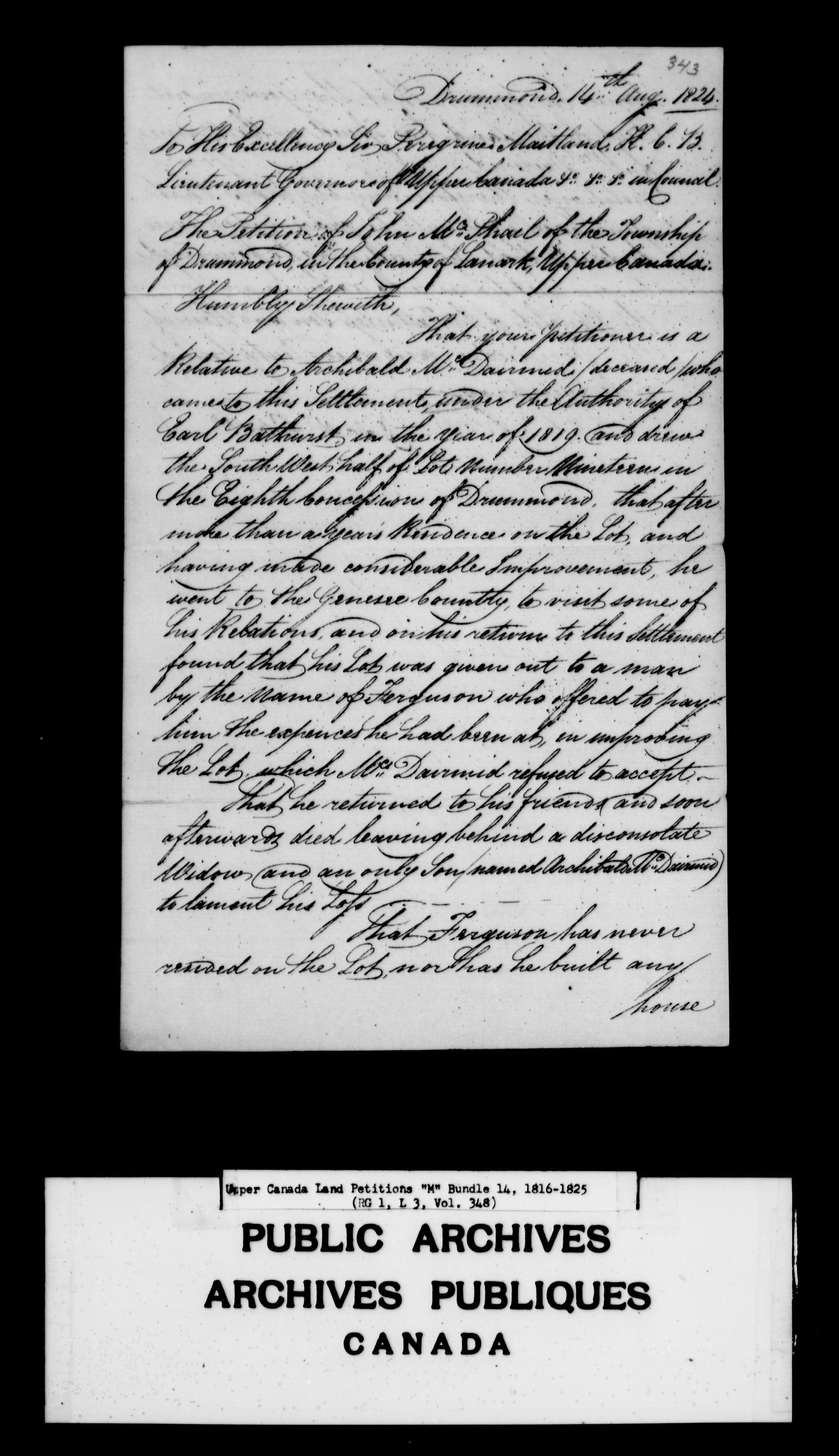 Title: Upper Canada Land Petitions (1763-1865) - Mikan Number: 205131 - Microform: c-2207