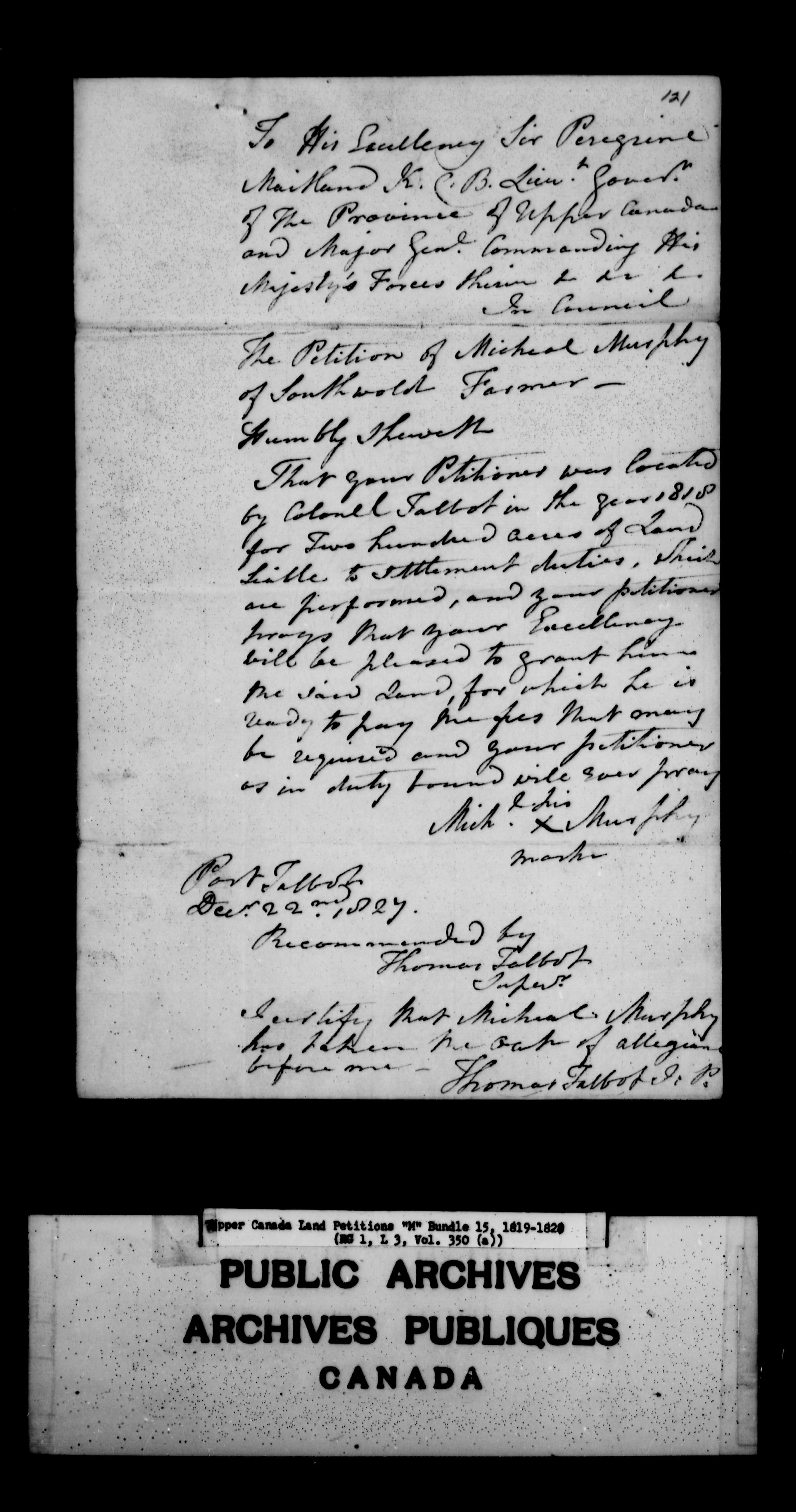 Title: Upper Canada Land Petitions (1763-1865) - Mikan Number: 205131 - Microform: c-2208
