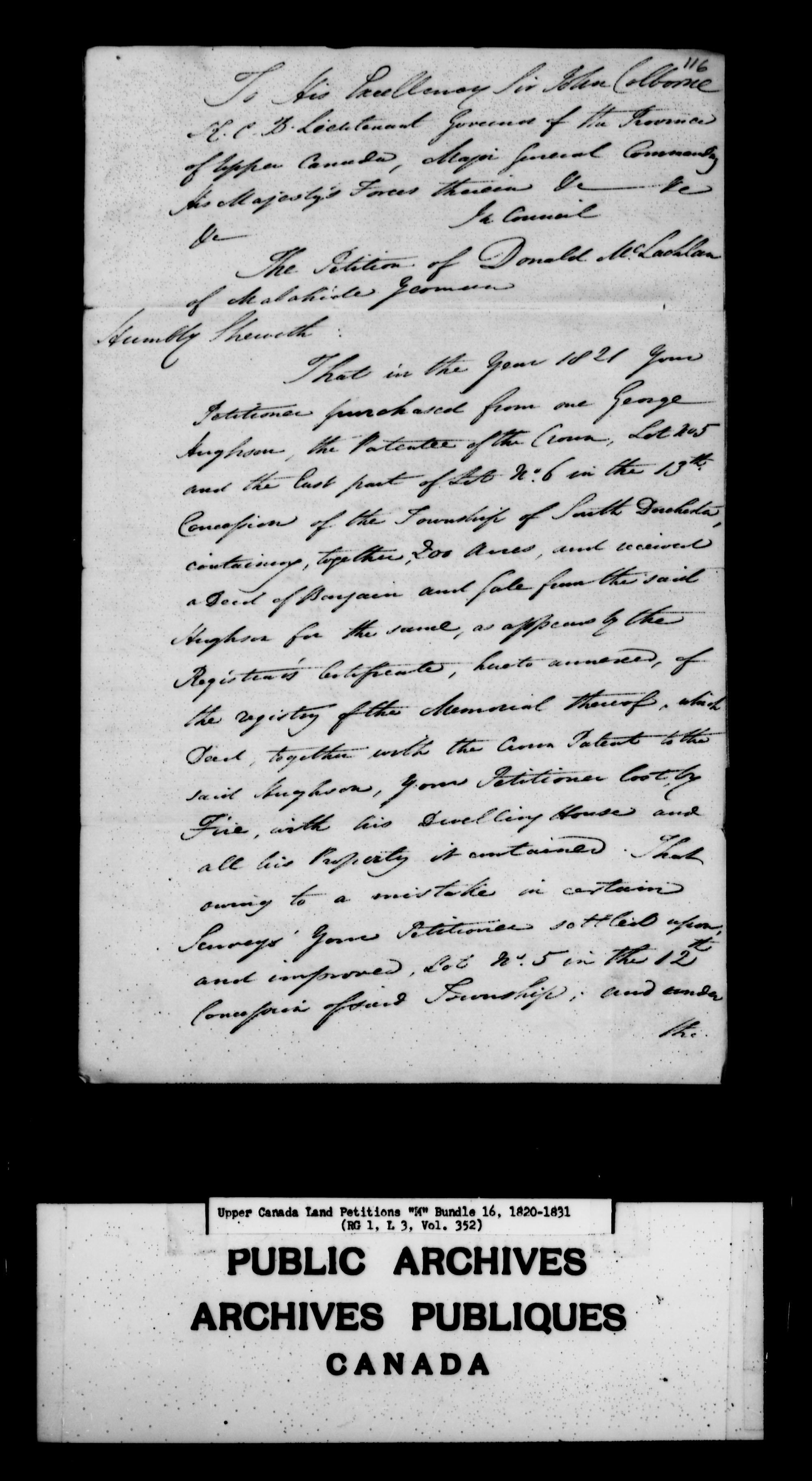 Title: Upper Canada Land Petitions (1763-1865) - Mikan Number: 205131 - Microform: c-2210