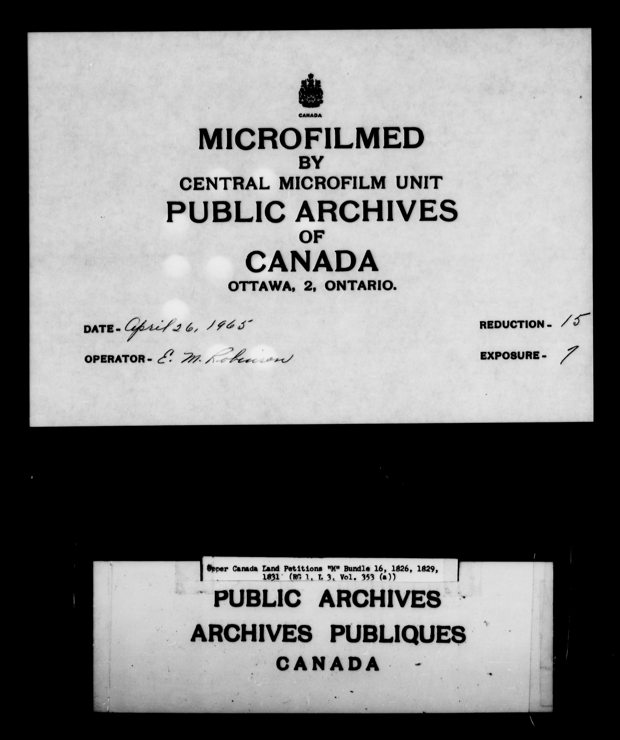 Titre : Demandes de terres du Haut-Canada (1763-1865) - N d'enregistrement Mikan : 205131 - Microforme : c-2211