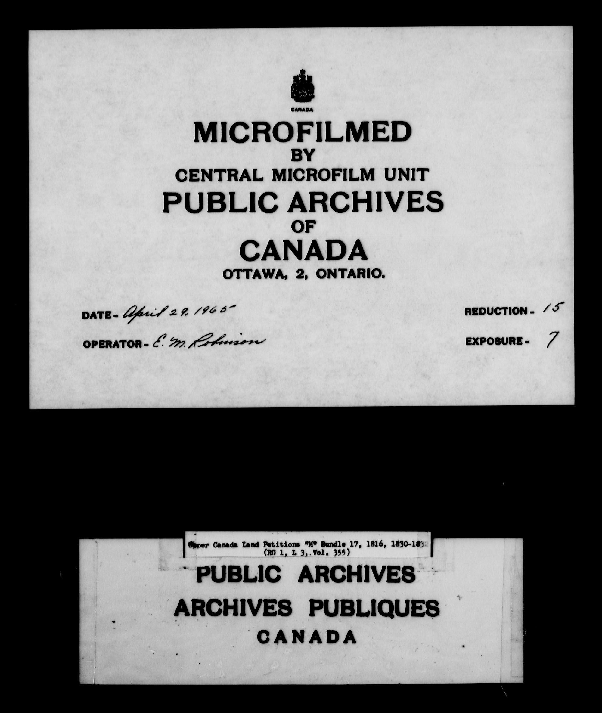 Title: Upper Canada Land Petitions (1763-1865) - Mikan Number: 205131 - Microform: c-2212