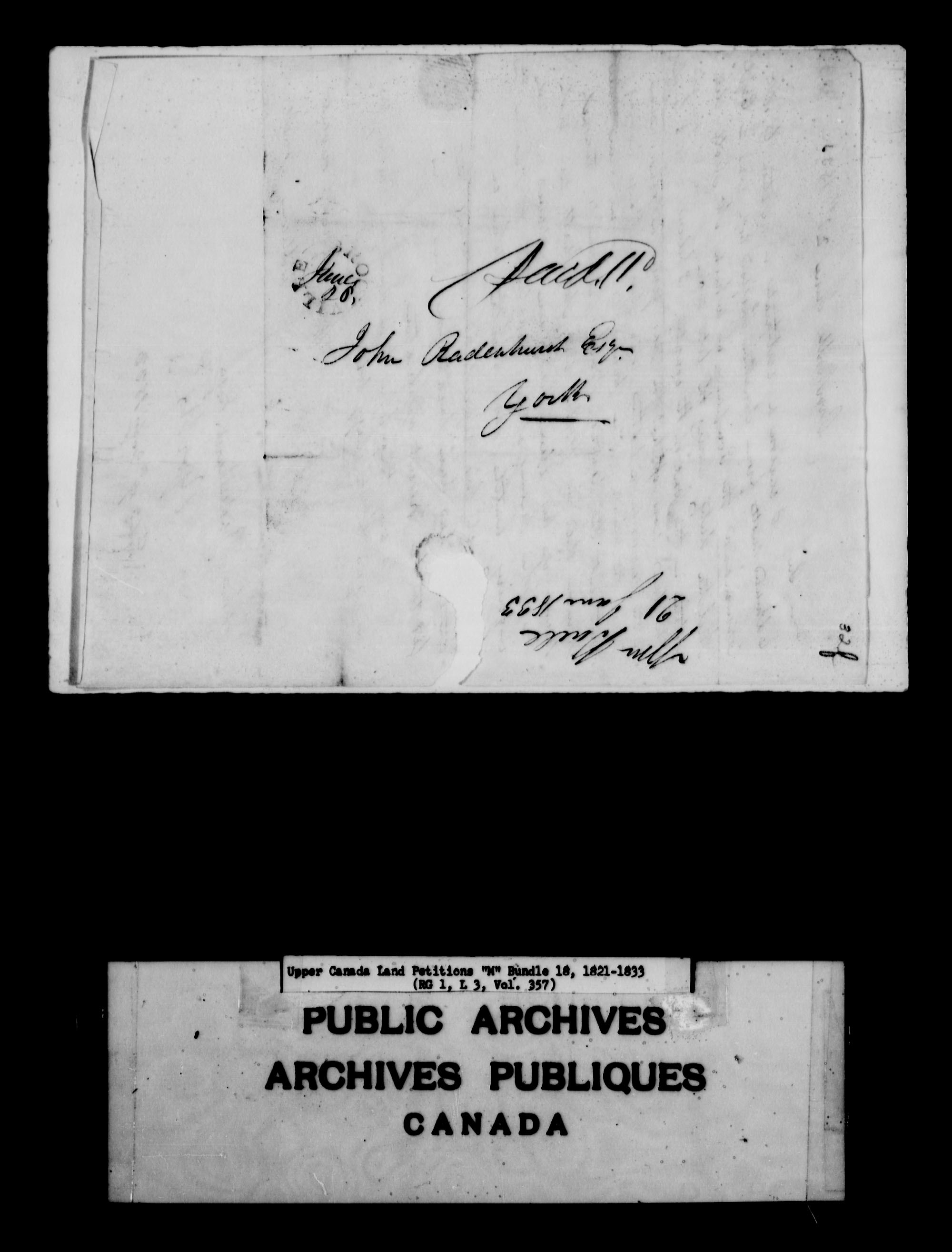 Titre : Demandes de terres du Haut-Canada (1763-1865) - N d'enregistrement Mikan : 205131 - Microforme : c-2212